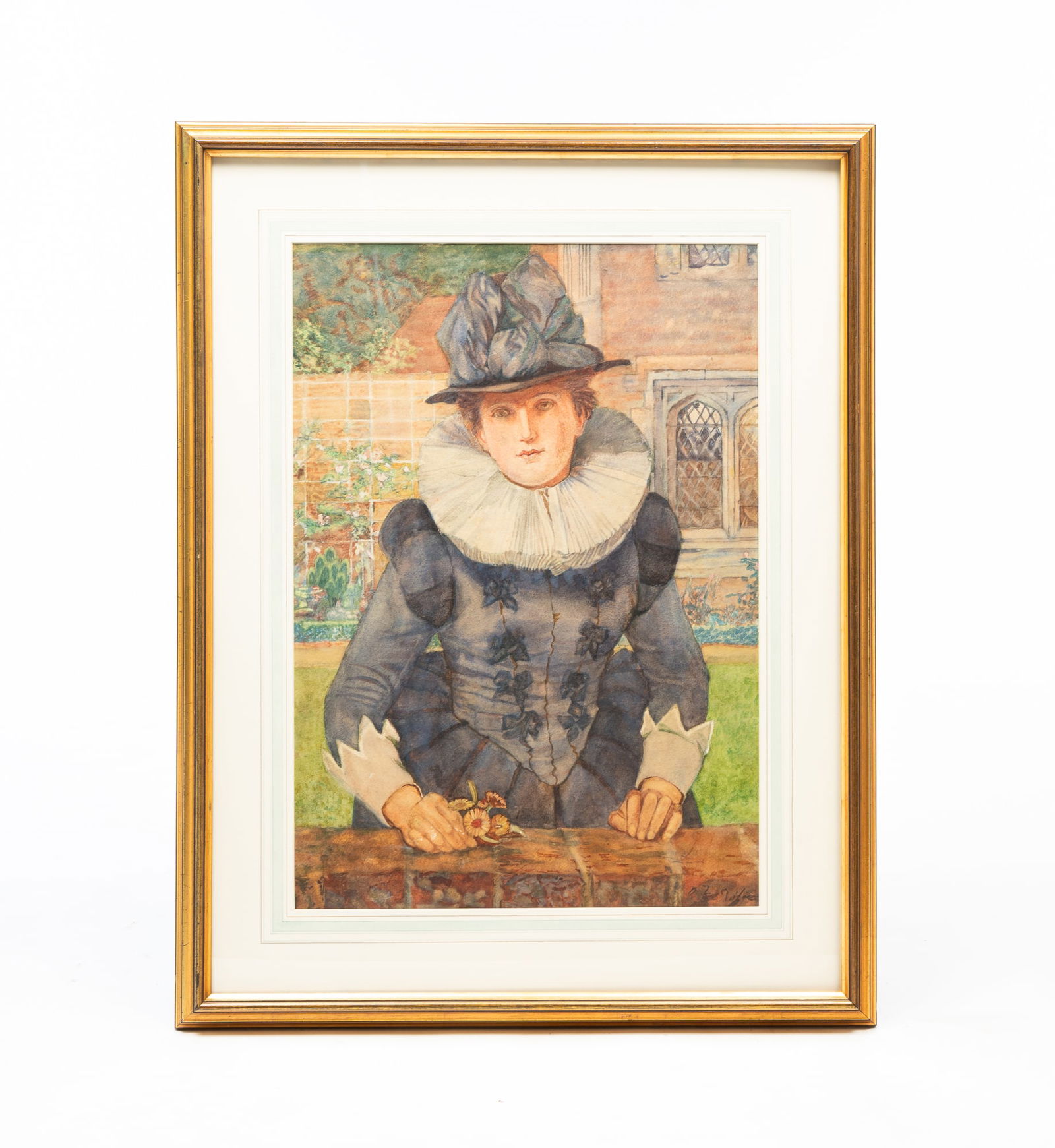 EUROPEAN SCHOOL WATERCOLOR PORTRAIT OF A LADY. (1 of 5)