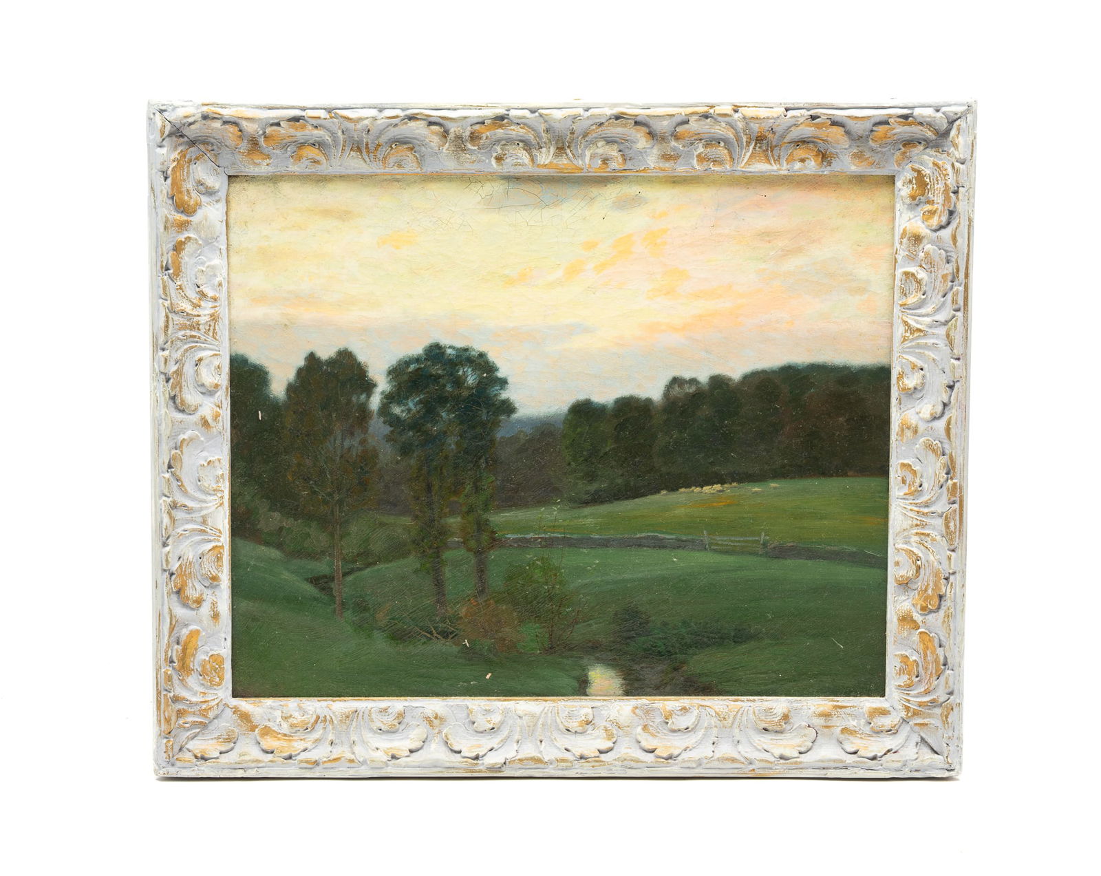 AMERICAN SCHOOL OIL ON CANVAS LANDSCAPE. (1 of 4)