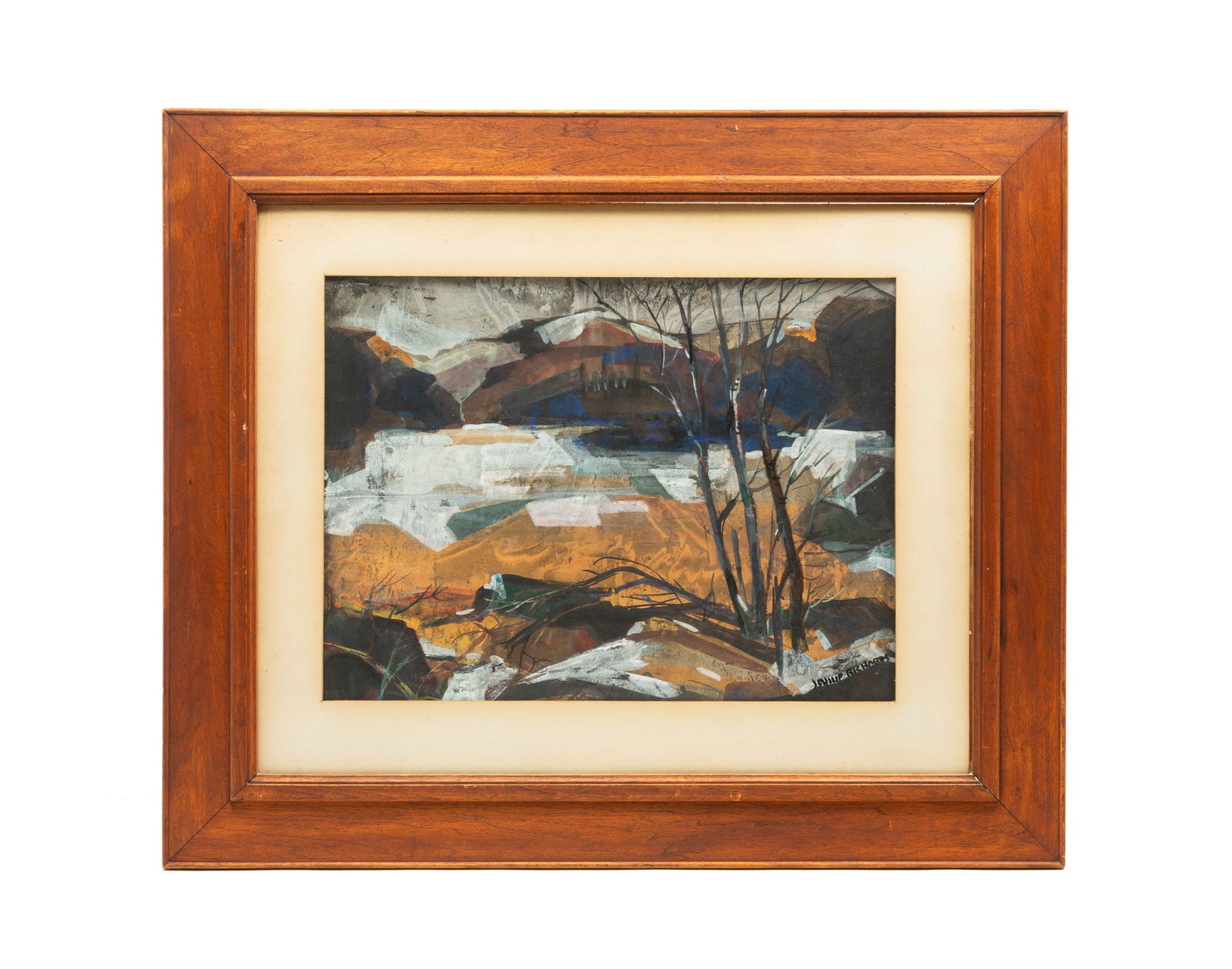 J. PHILIP RICHARDS (AMERICAN, 1906-1991) "WINTER LAMENT" GOUACHE ON BOARD. (1 of 4)