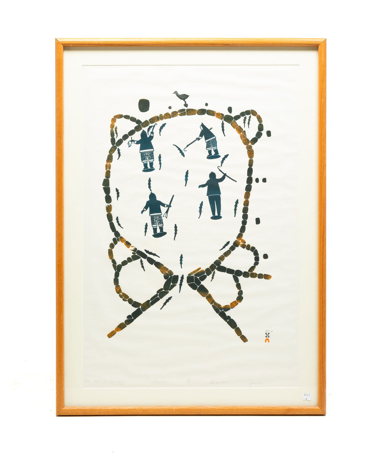 JAMASIE TEEVEE (INUIT, 1910-1985) "FISH WEIR AT TARIUGAJUK" STONECUT, DATED 1975. (1 of 7)