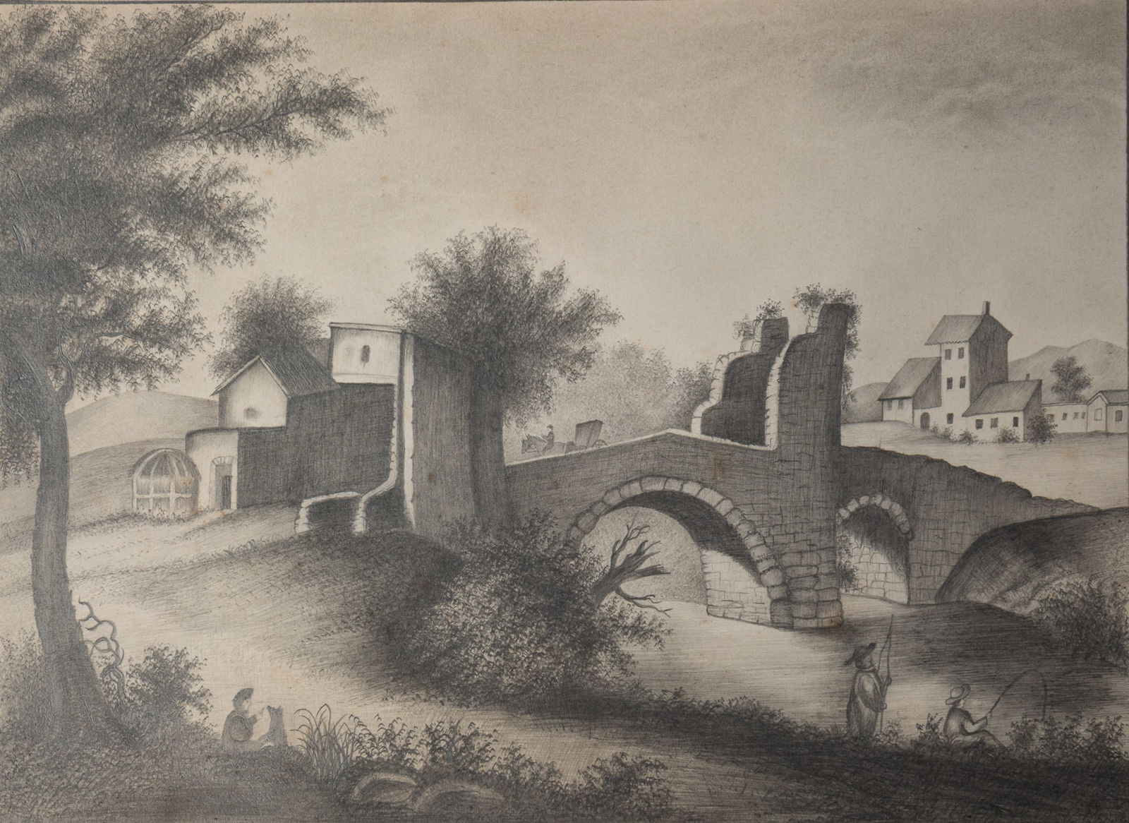 TWO AMERICAN SCHOOLGIRL GRAPHITE DRAWINGS. (1 of 4)