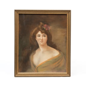 AMERICAN SCHOOL PASTEL PORTRAIT OF A YOUNG LADY.