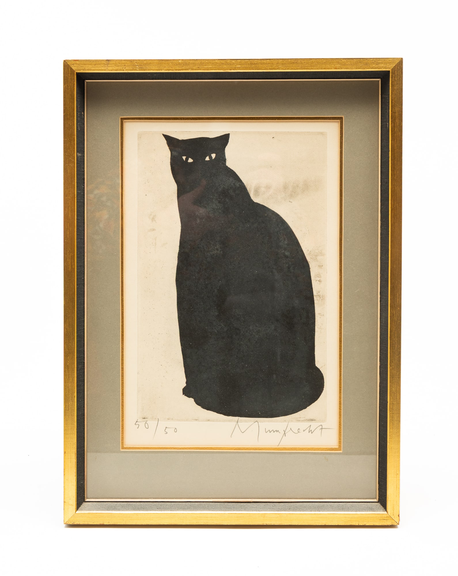 WALTER RUDOLPH MUMPRECHT (SWISS, 1918-2019) "LE CHAT NOIR" ETCHING PRINT. (1 of 5)