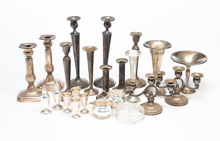 COLLECTION OF AMERICAN WEIGHTED STERLING SILVER.