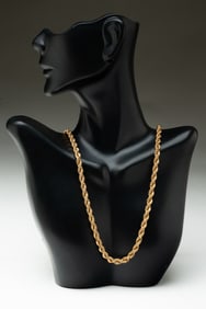 14K YELLOW GOLD ROPE CHAIN.