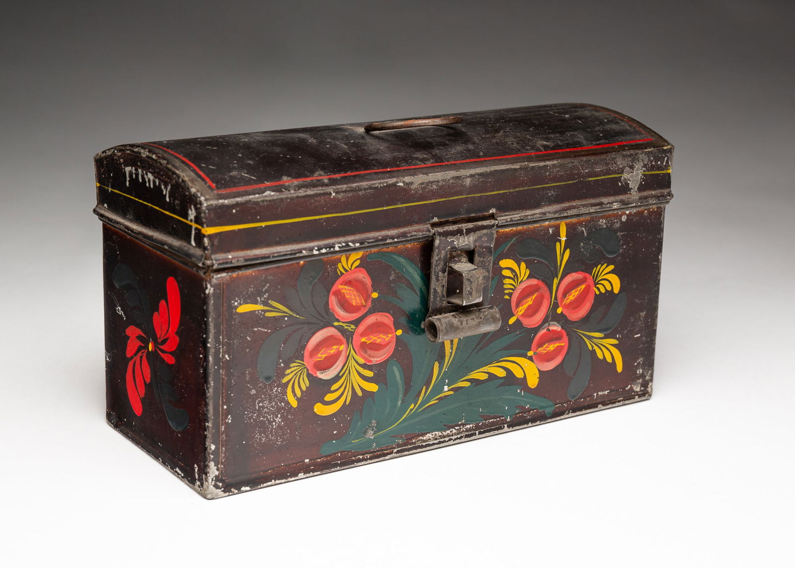 AMERICAN TOLE-PAINTED DOME TOP DOCUMENT BOX. (1 of 5)