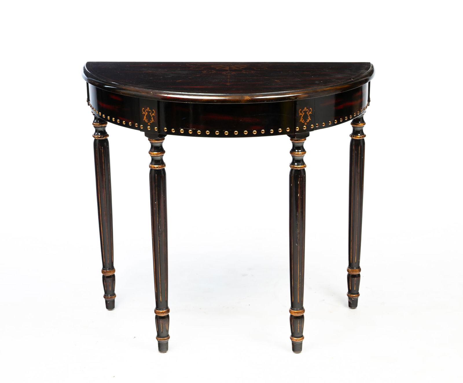 FEDERAL STYLE GILT-DECORATED DEMILUNE CONSOLE TABLE. (1 of 4)