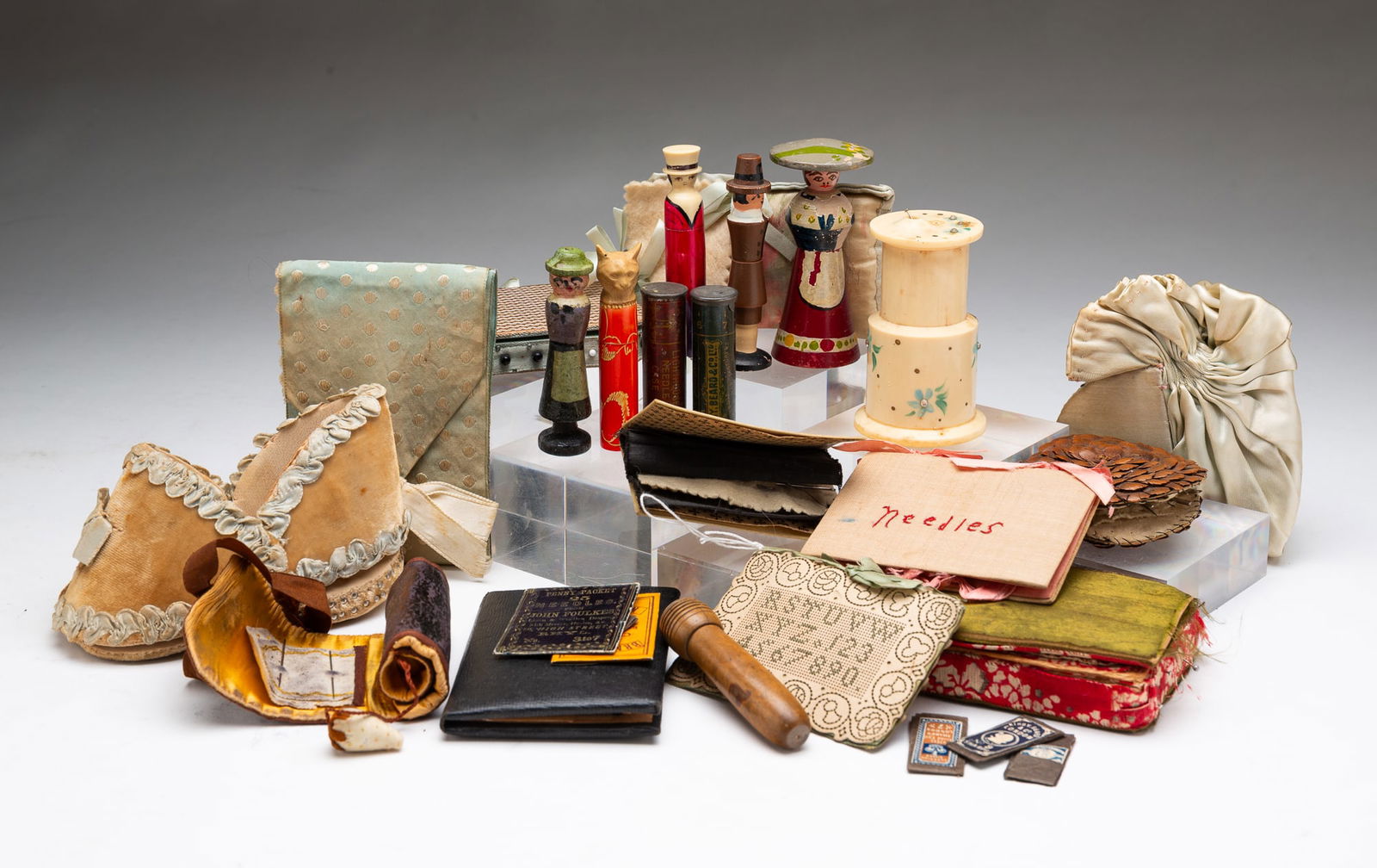 COLLECTION OF TWENTY-ONE NEEDLE CASES. (1 of 6)