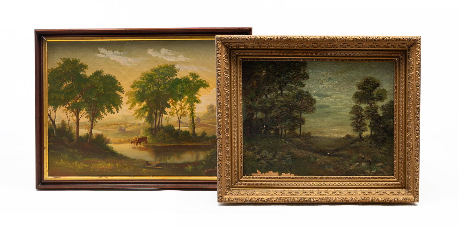 TWO AMERICAN SCHOOL OIL ON CANVAS LANDSCAPES. (1 of 8)