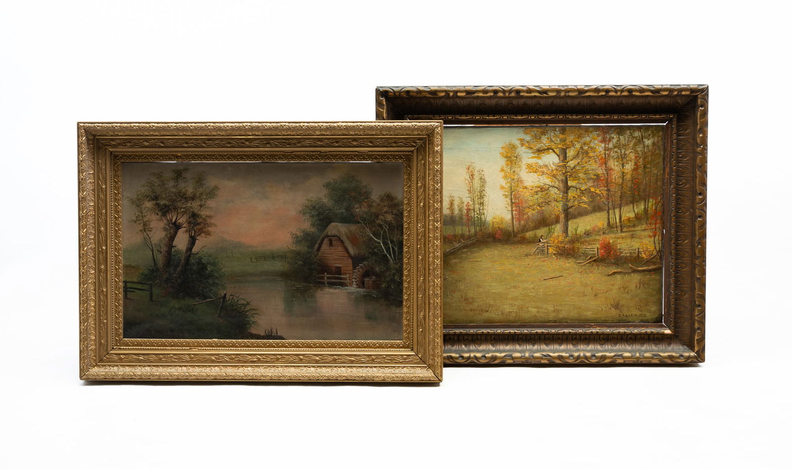 TWO AMERICAN SCHOOL OIL ON CANVAS LANDSCAPES. (1 of 6)