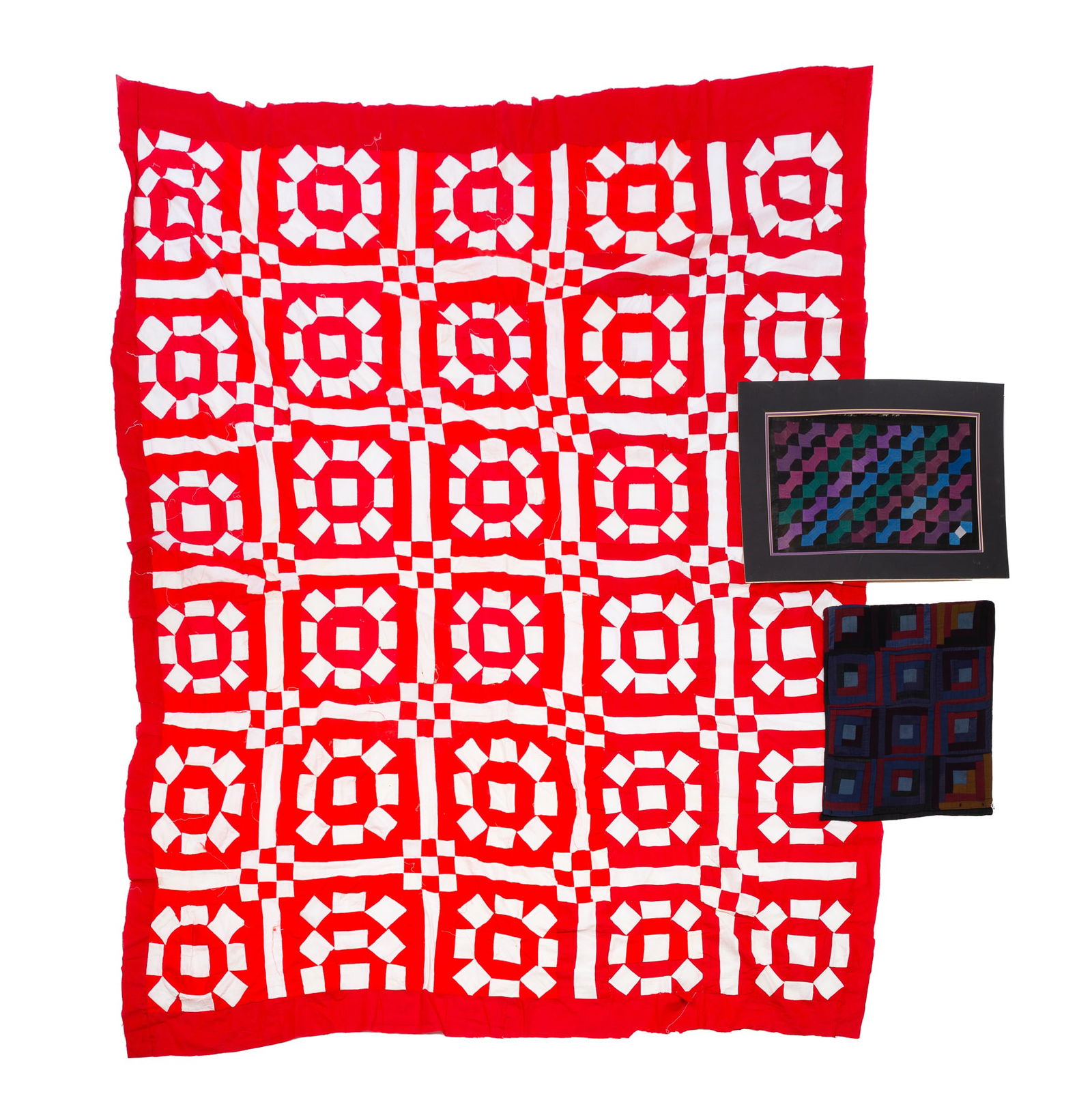 TWO AMISH QUILT SAMPLERS AND A QUILT TOPPER. (1 of 4)