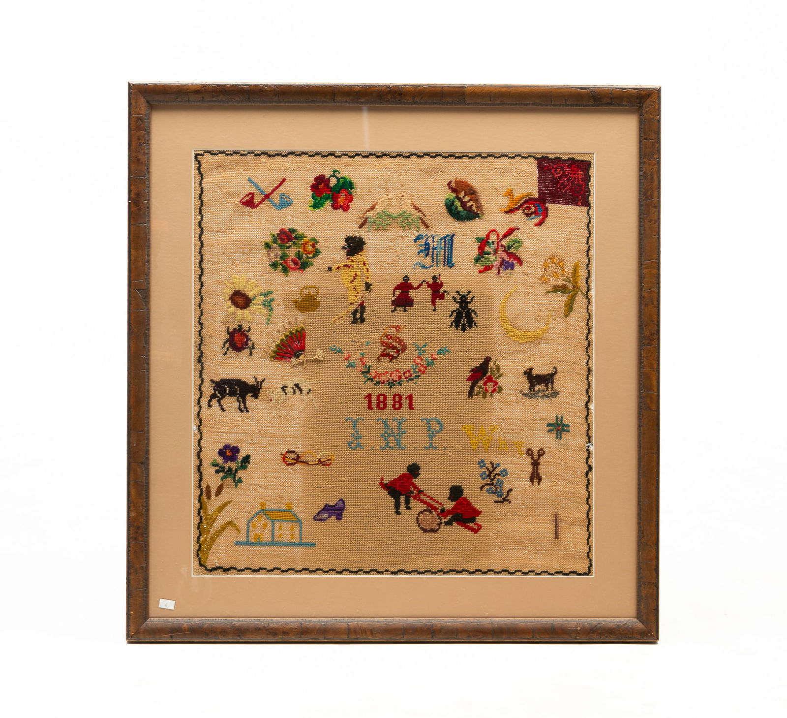 LARGE AFRICAN AMERICAN FRIENDSHIP SAMPLER, DATED 1881. (1 of 6)