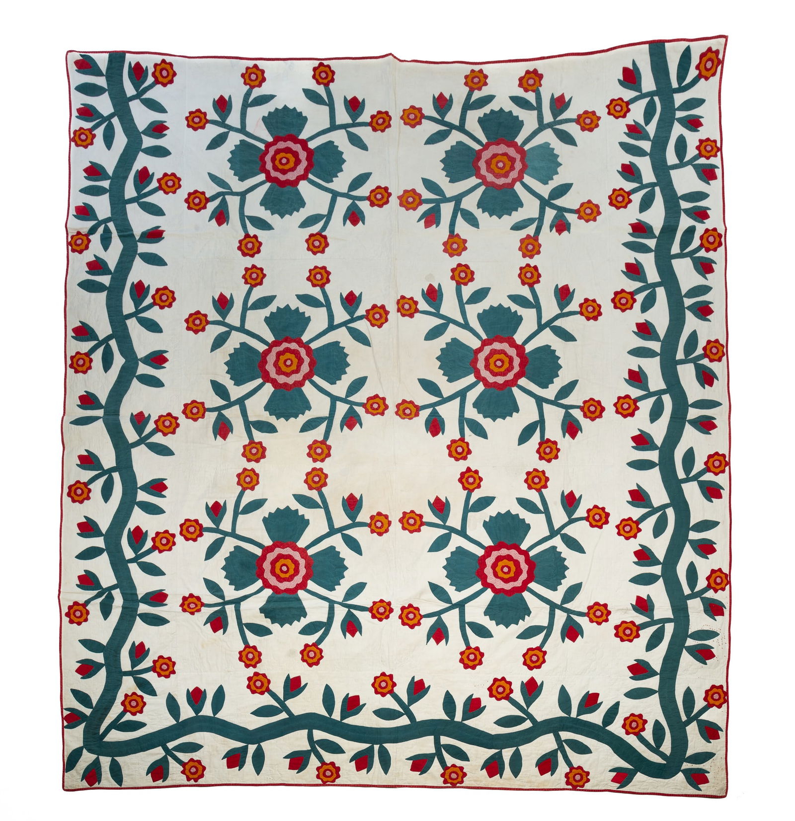 BUCKS COUNTY, PENNSYLVANIA COTTON APPLIQUE QUILT DESCENDED IN THE FULPER FAMILY. (1 of 6)