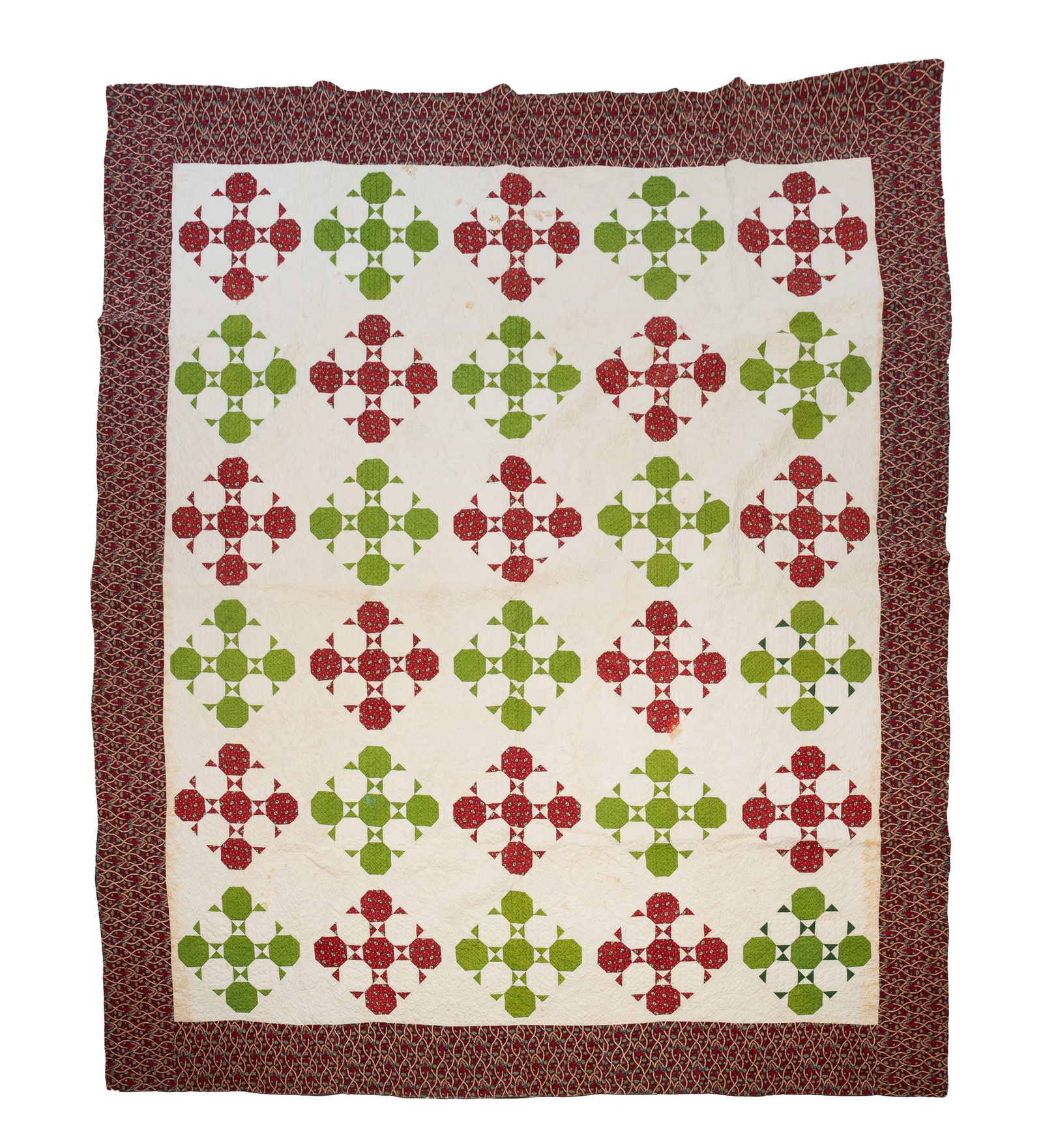 AMERICAN COTTON PIECEWORK QUILT. (1 of 4)