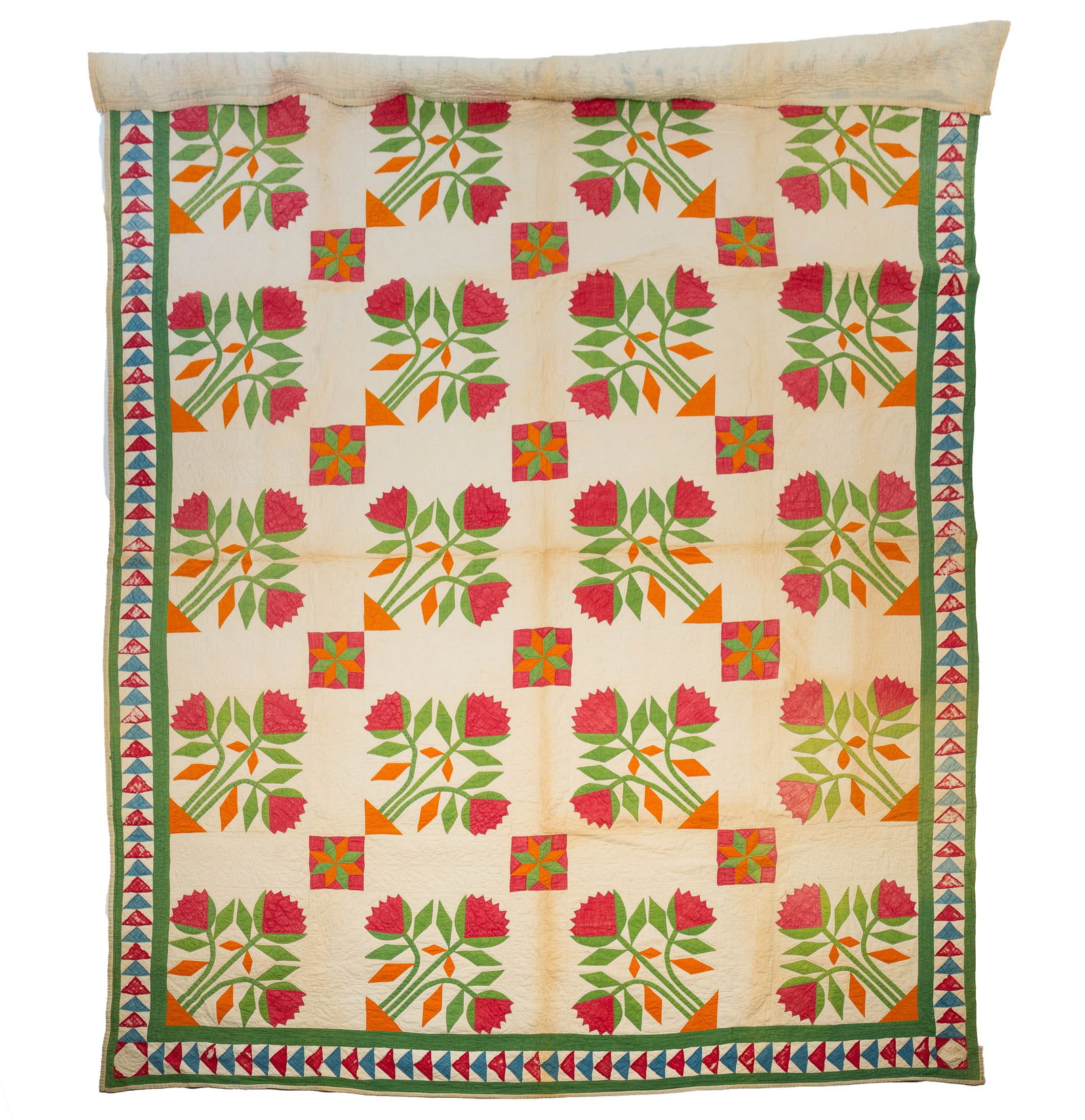 AMERICAN COTTON APPLIQUE FLORAL QUILT. (1 of 5)