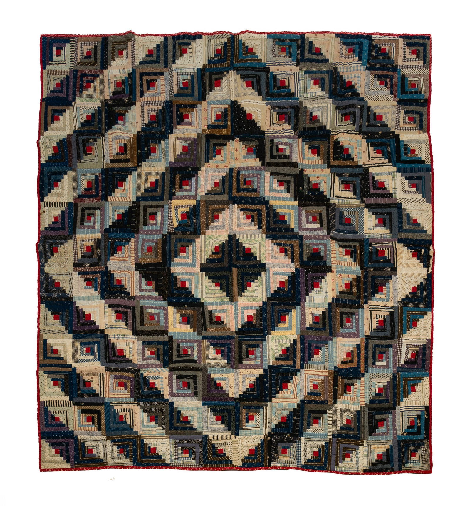 AMERICAN COTTON LIGHT AND DARK RAYS LOG CABIN QUILT. (1 of 4)