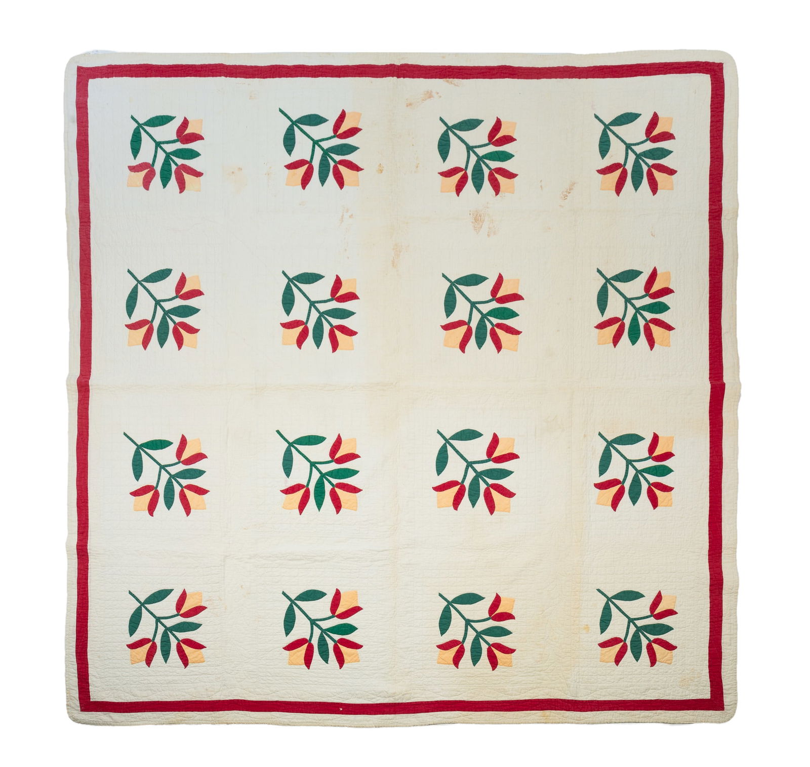AMERICAN COTTON APPLIQUE TULIP QUILT. (1 of 5)