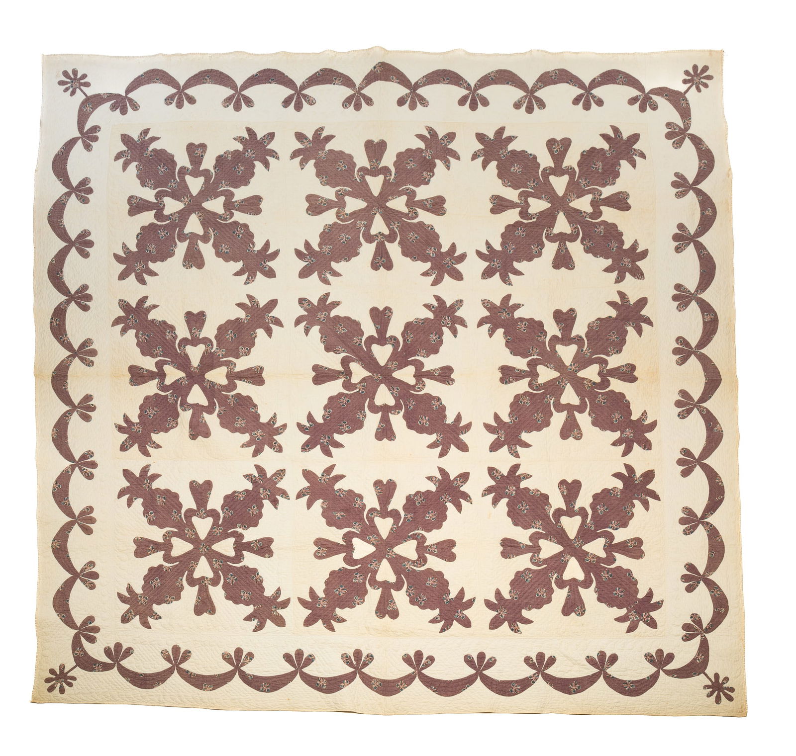 AMERICAN APPLIQUE PINEAPPLE QUILT. (1 of 4)