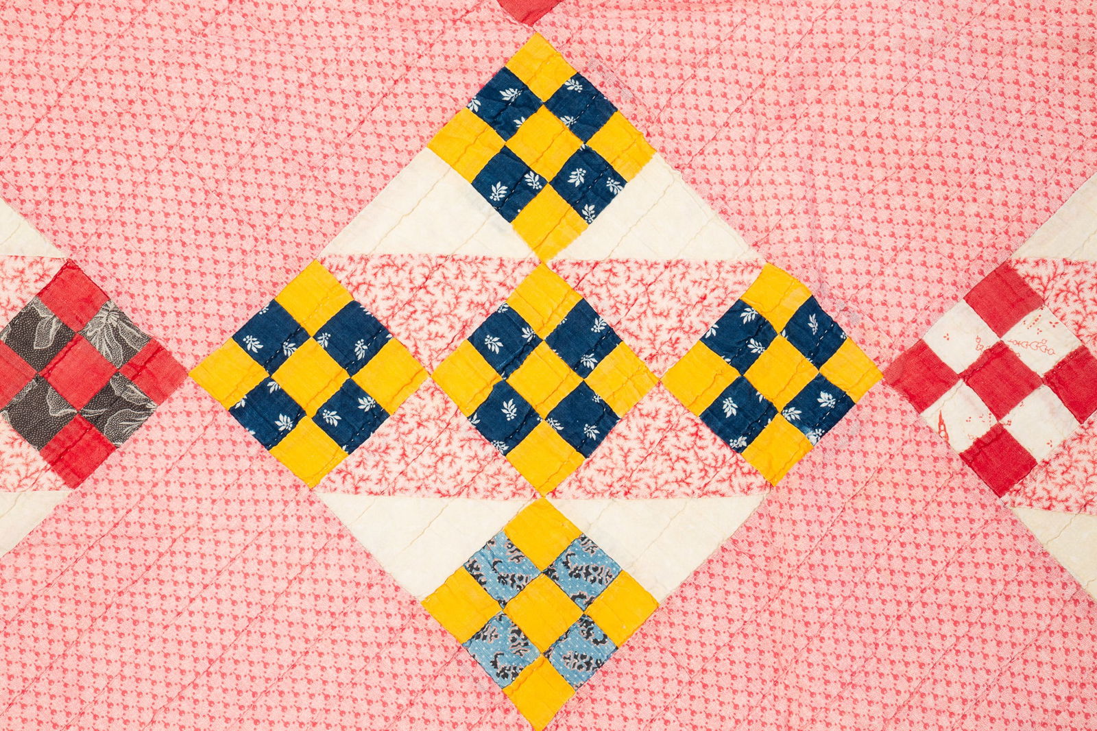 AMERICAN PIECEWORK NINE-PATCH QUILT. - 2