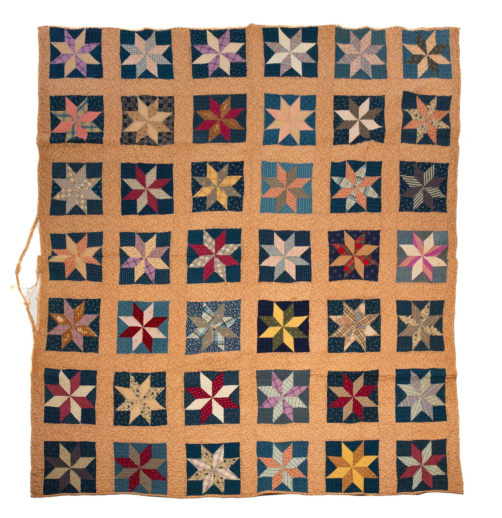 AMERICAN COTTON PIECEWORK OHIO STAR QUILT. (1 of 5)
