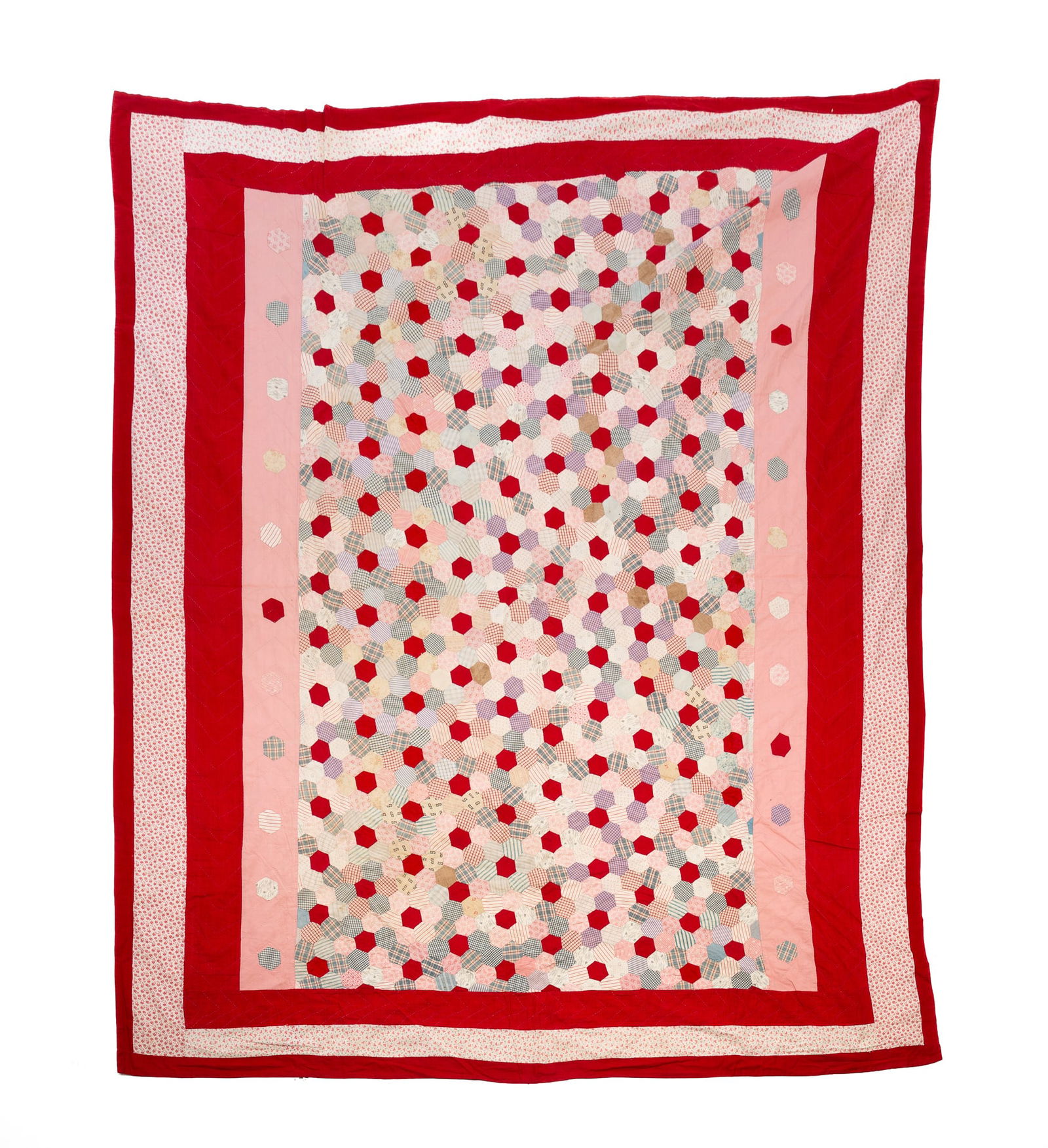 AMERICAN COTTON PIECEWORK QUILT. (1 of 4)