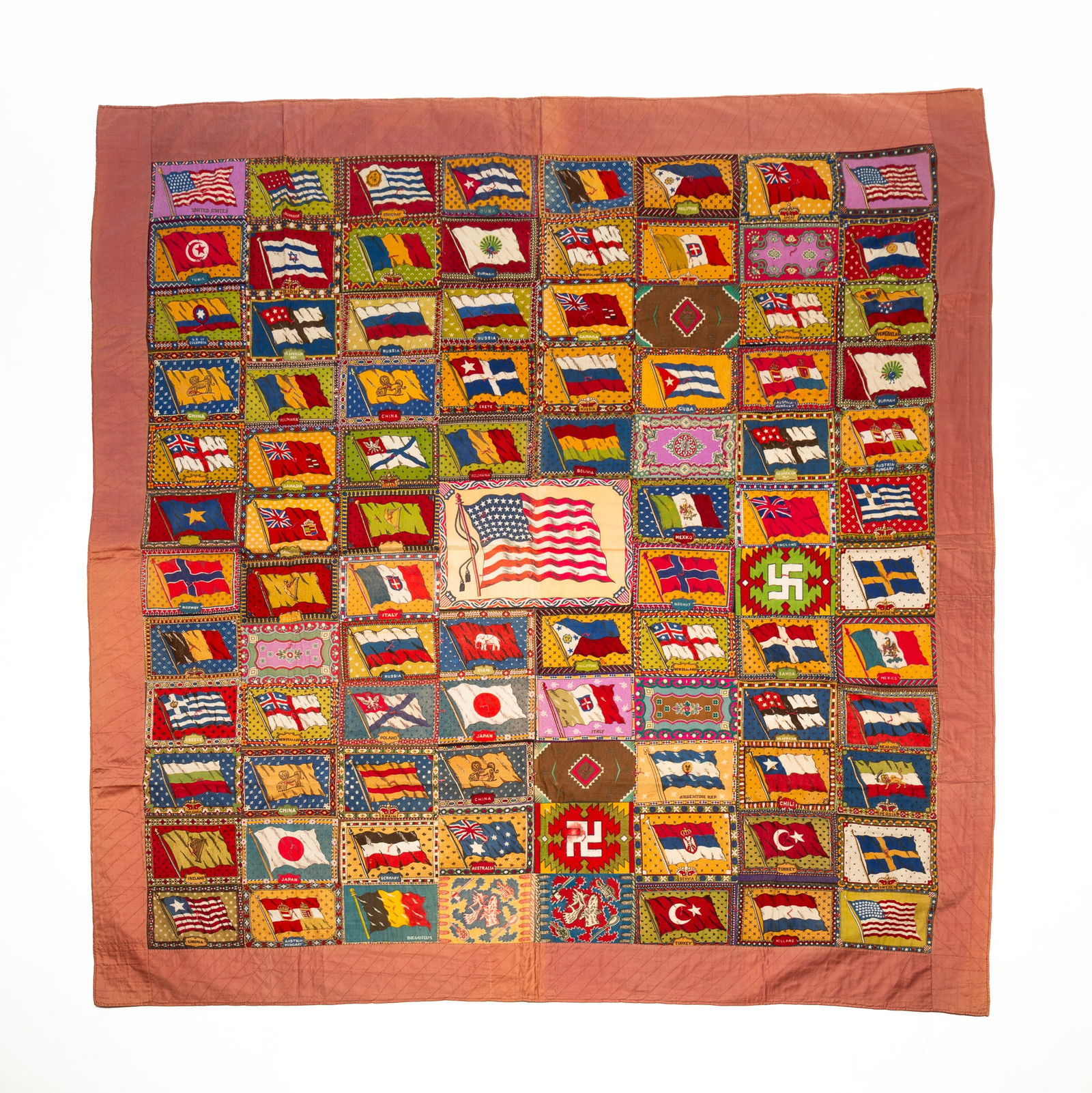 AMERICAN TOBACCO FLANNEL QUILT. (1 of 6)