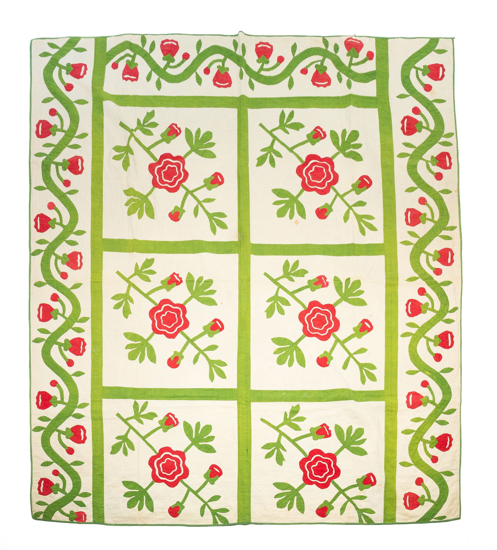 AMERICAN COTTON APPLIQUE VIRGINIA ROSE QUILT. (1 of 4)