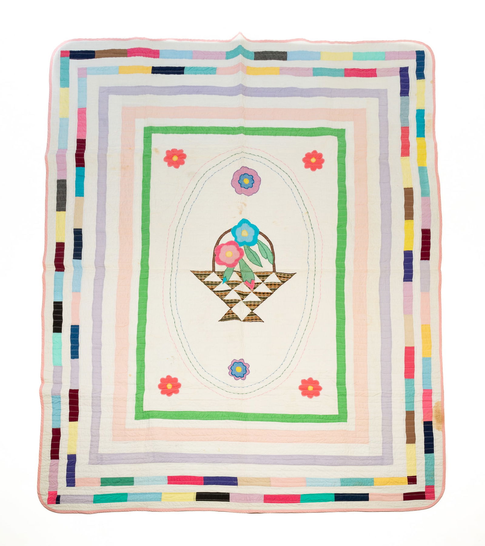 AMERICAN APPLIQUE FLOWER BASKET QUILT. (1 of 5)