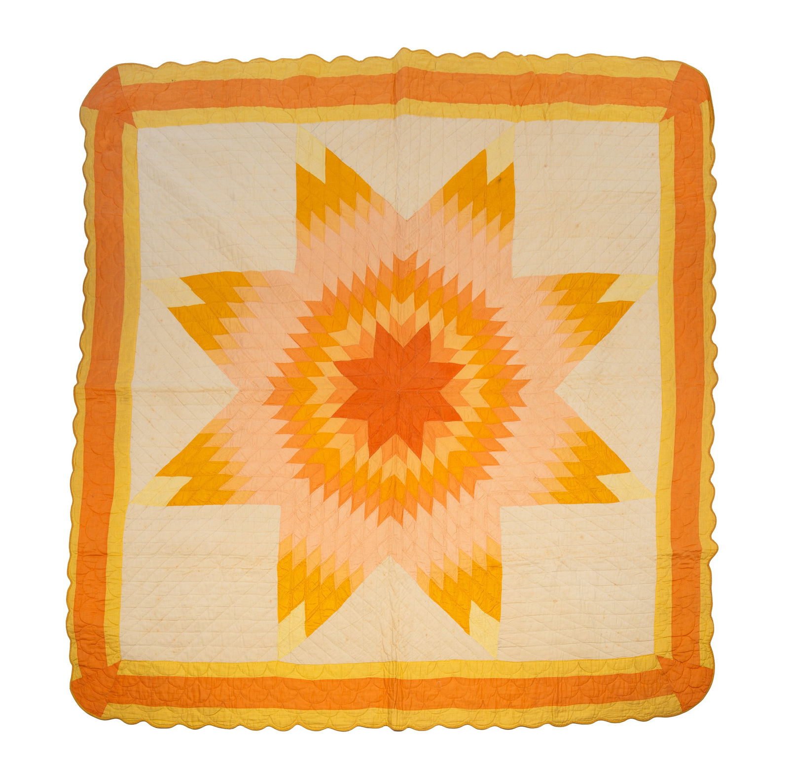 AMERICAN COTTON PIECEWORK LONE STAR QUILT. (1 of 4)