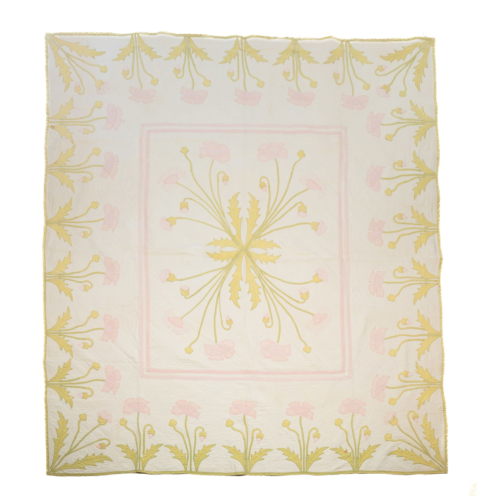 AMERICAN COTTON APPLIQUE POPPIES QUILT. (1 of 4)