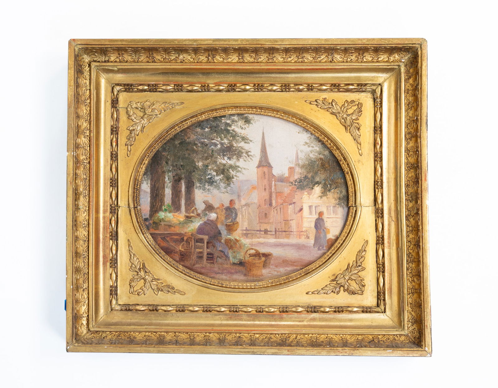 EUROPEAN SCHOOL OIL ON BOARD OF AN OPEN-AIR MARKET. (1 of 4)