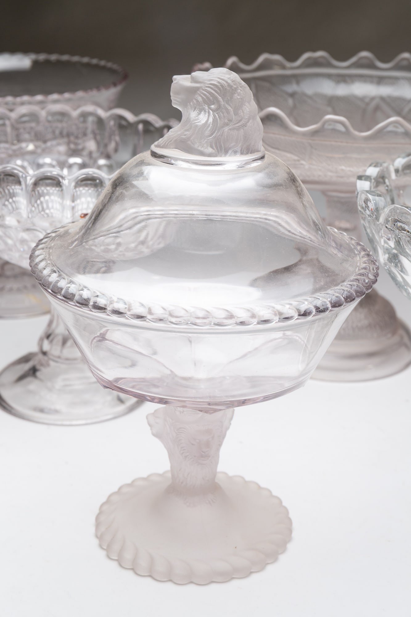 NINE AMERICAN PATTERN GLASS COMPOTES. - 2