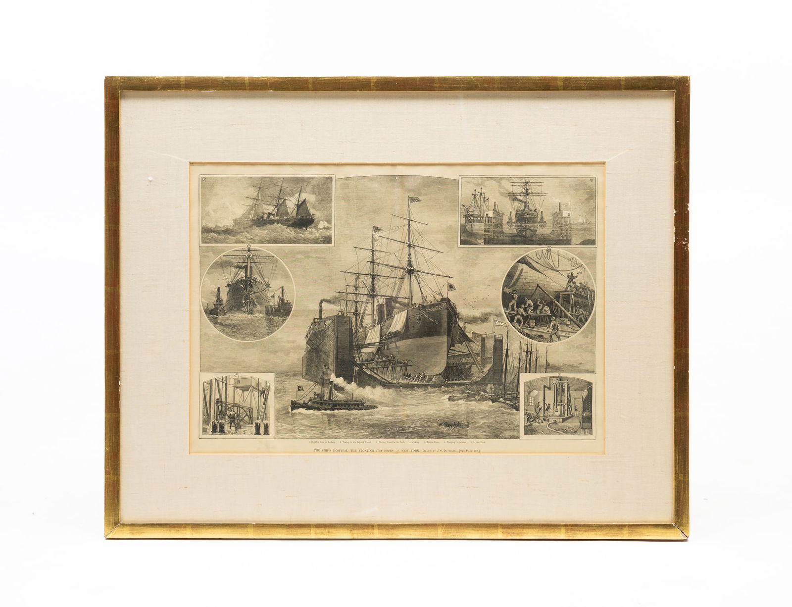 HARPERS WEEKLY "THE FLOATING DRY DOCKS OF NEW YORK" LITHOGRAPH. (1 of 8)