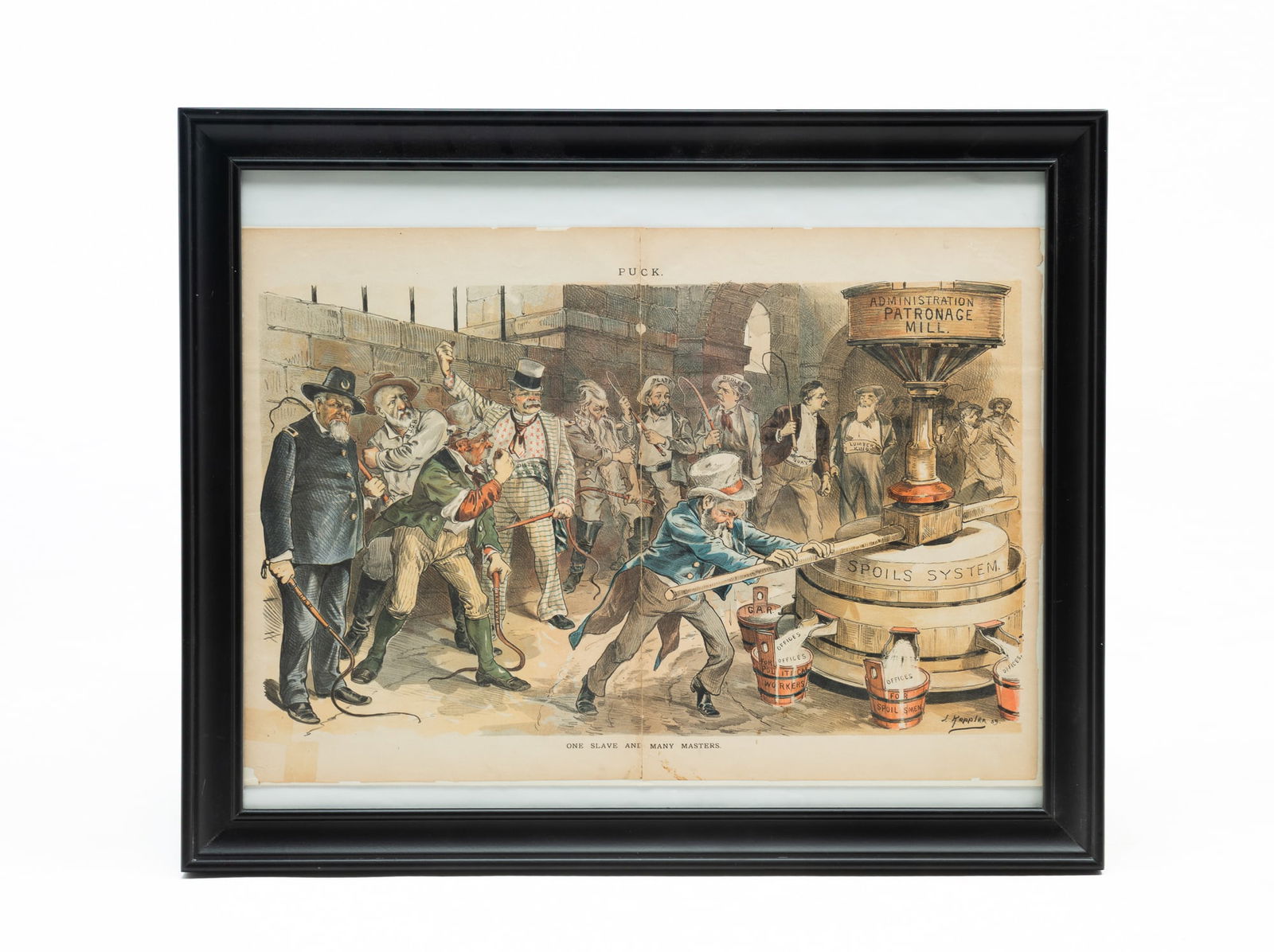 PUCK "ONE SLAVE AND MANY MASTERS" POLITICAL CARTOON PRINT. (1 of 6)