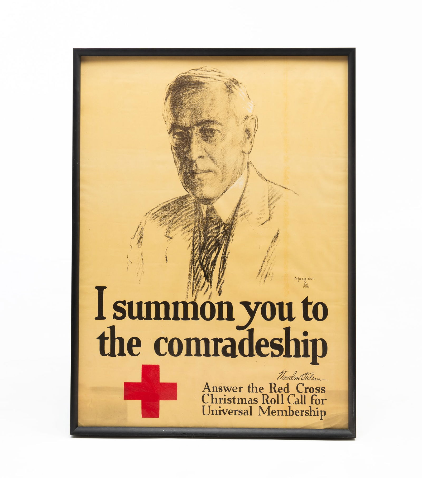 LEO MIELZINER (AMERICAN, 1869-1935) WWI WOODROW WILSON RED CROSS POSTER. (1 of 5)
