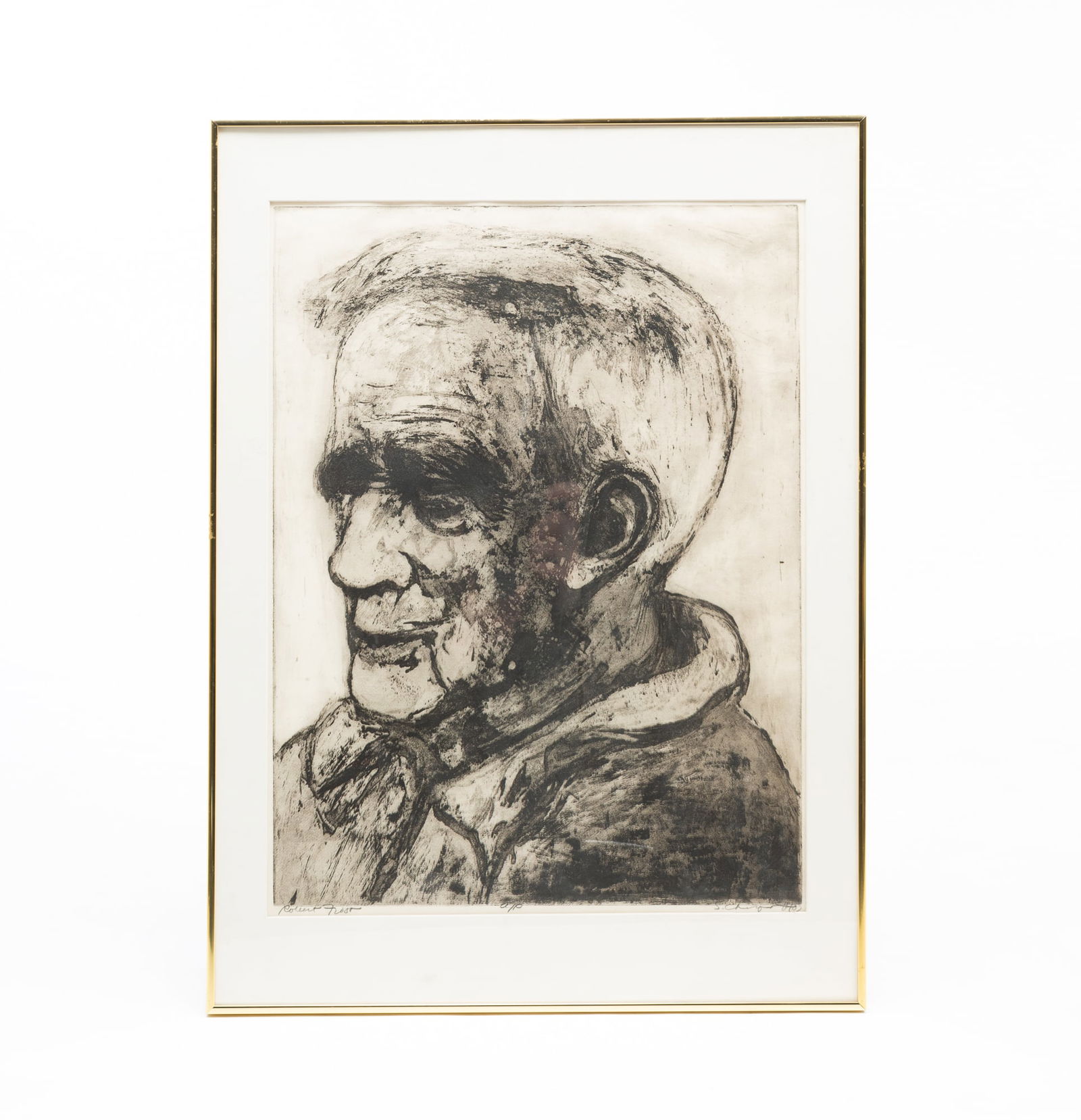 SIDNEY CHAFETZ (AMERICAN, 1922-2013) "ROBERT FROST" ARTIST PROOF ETCHING. (1 of 6)