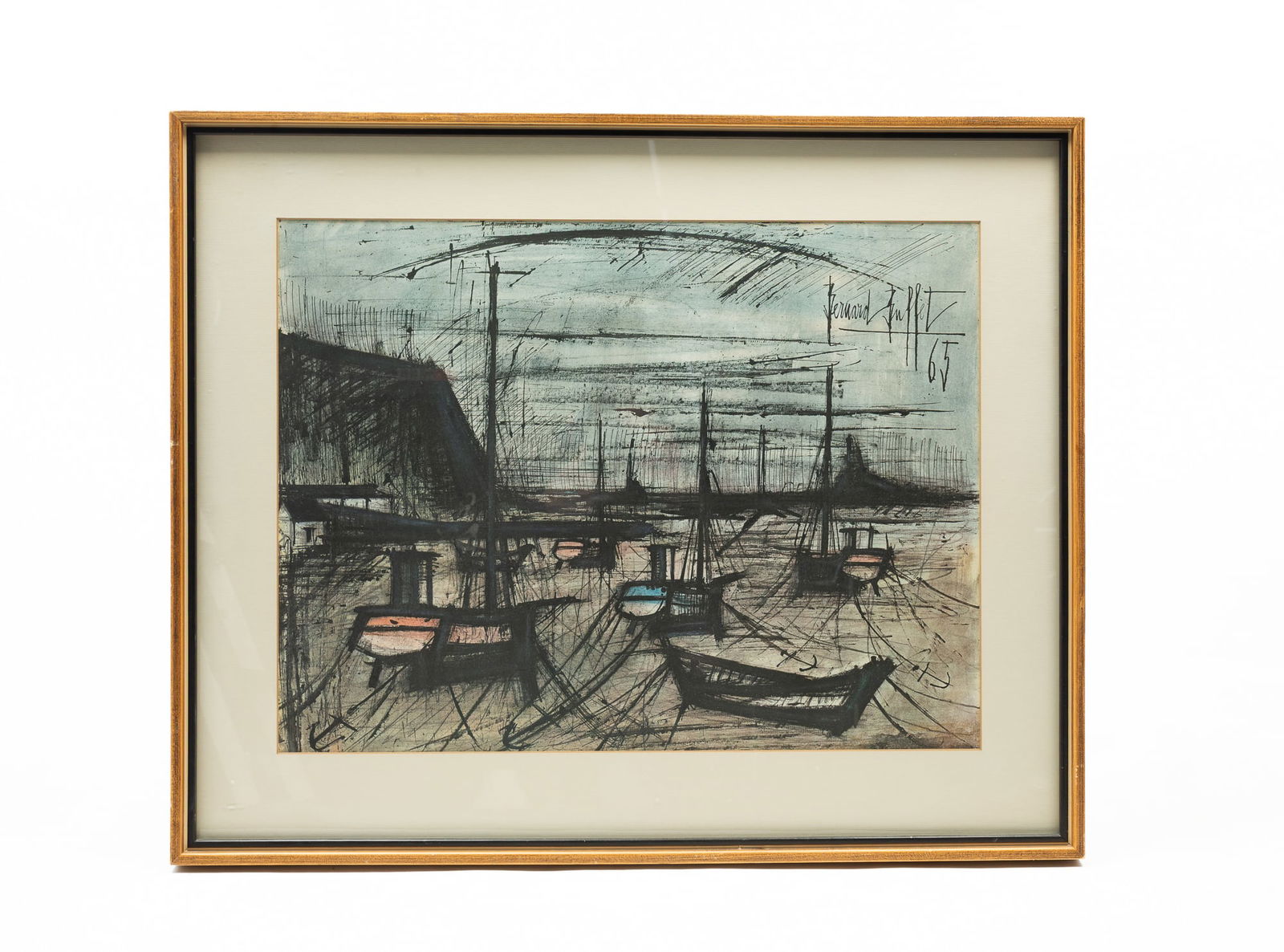 BERNARD BUFFET (FRENCH, 1928 - 1999) "HARBOR IN BRITTANY" LITHOGRAPH. (1 of 4)