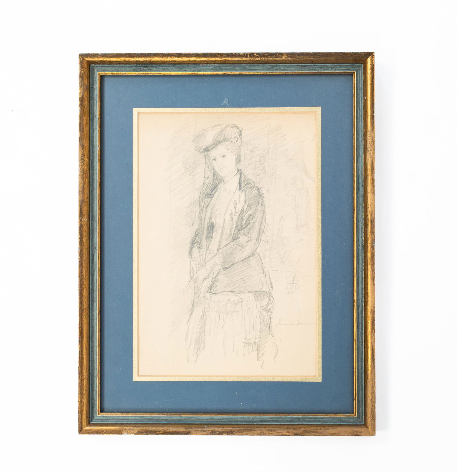 JOHN WARD DUNSMORE (AMERICAN, 1856 - 1945) GRAPHITE DRAWING OF JENNIE DUNSMORE, DATED 1883. (1 of 4)