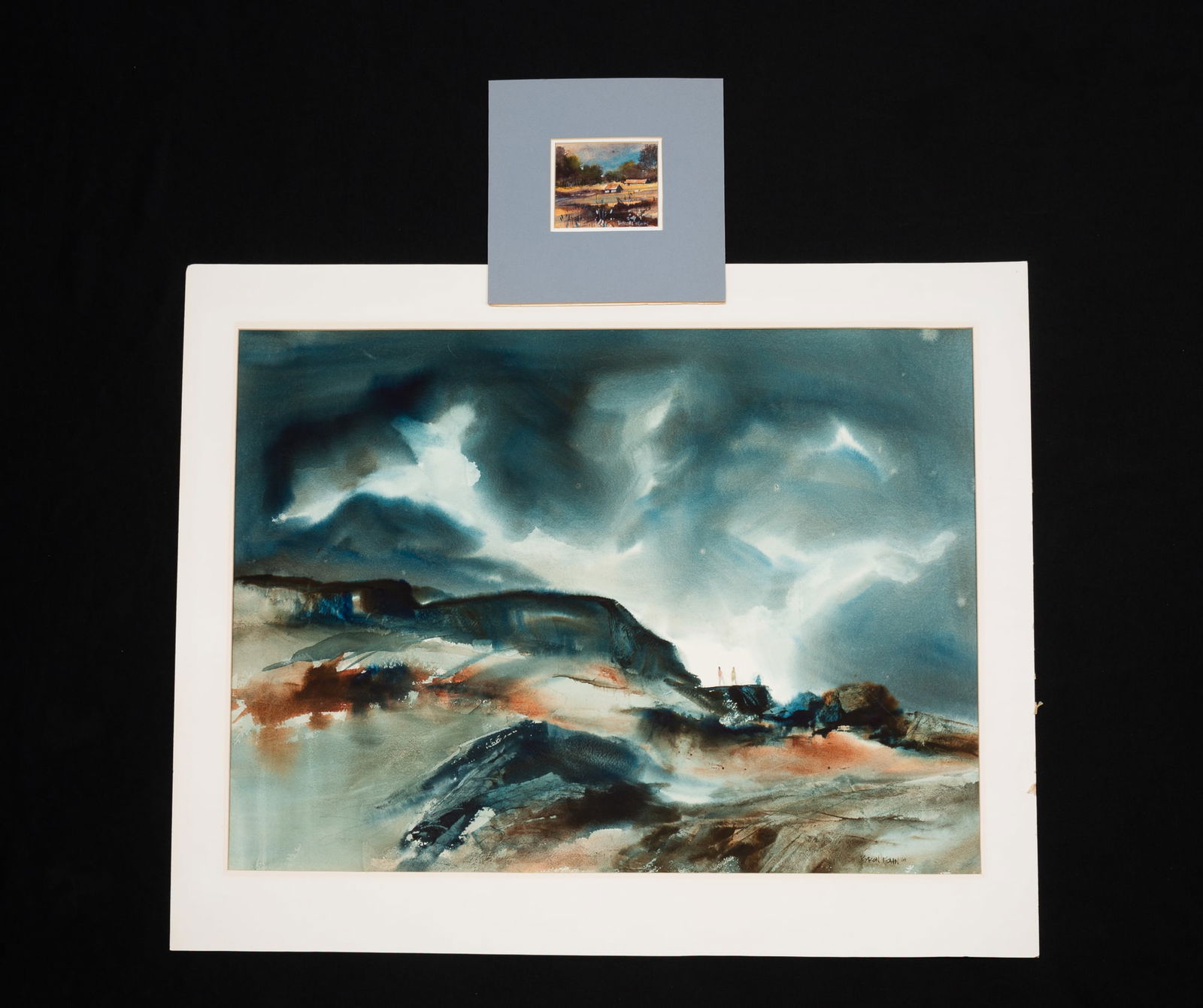 TWO BYRON KOHN (COLUMBUS, OHIO, 1926-2010) WATERCOLORS OF LANDSCAPES. (1 of 5)