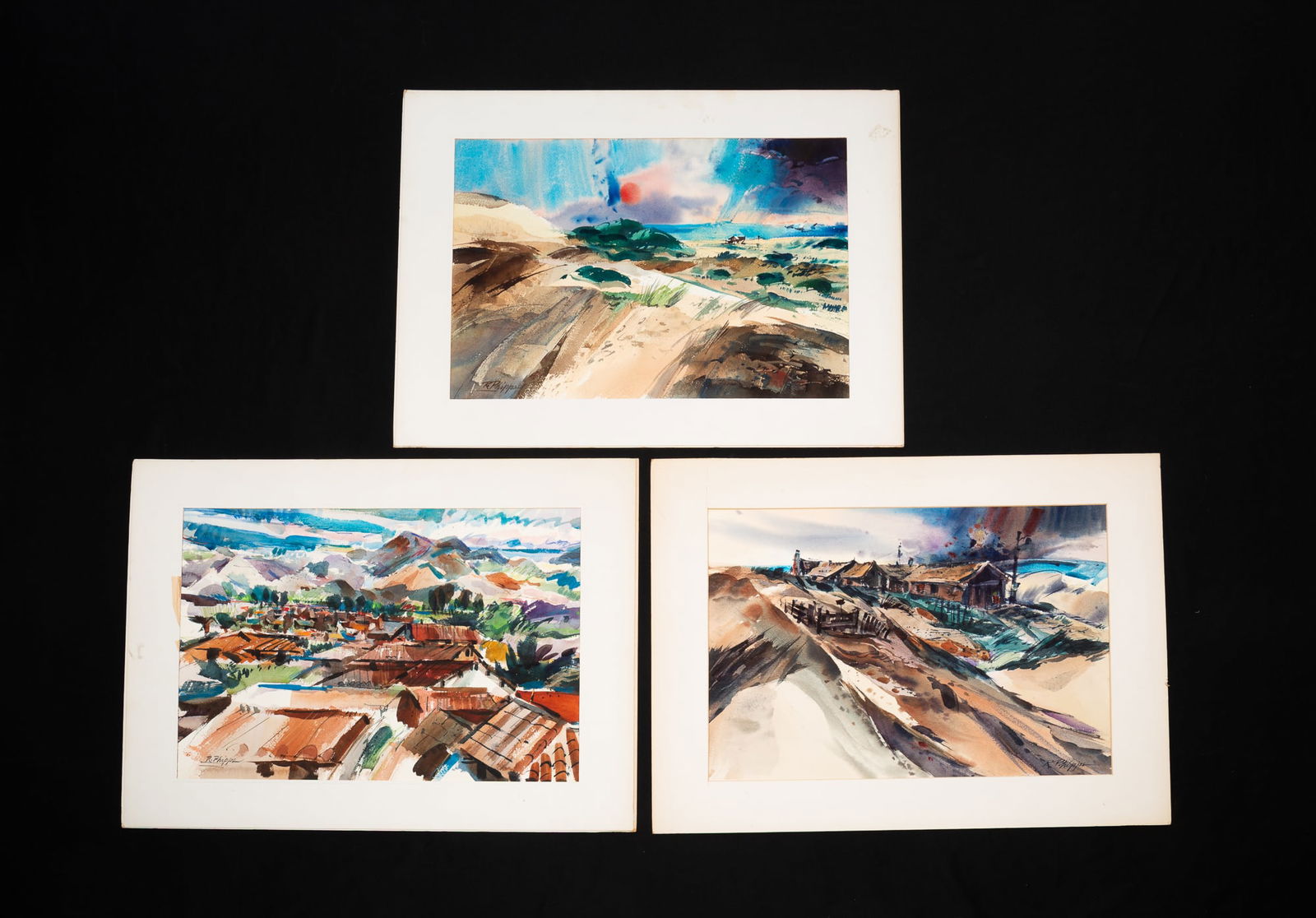 THREE RICHARD PHIPPS (COLUMBUS, OHIO, 1928-2005) WATERCOLOR LANDSCAPES. (1 of 5)