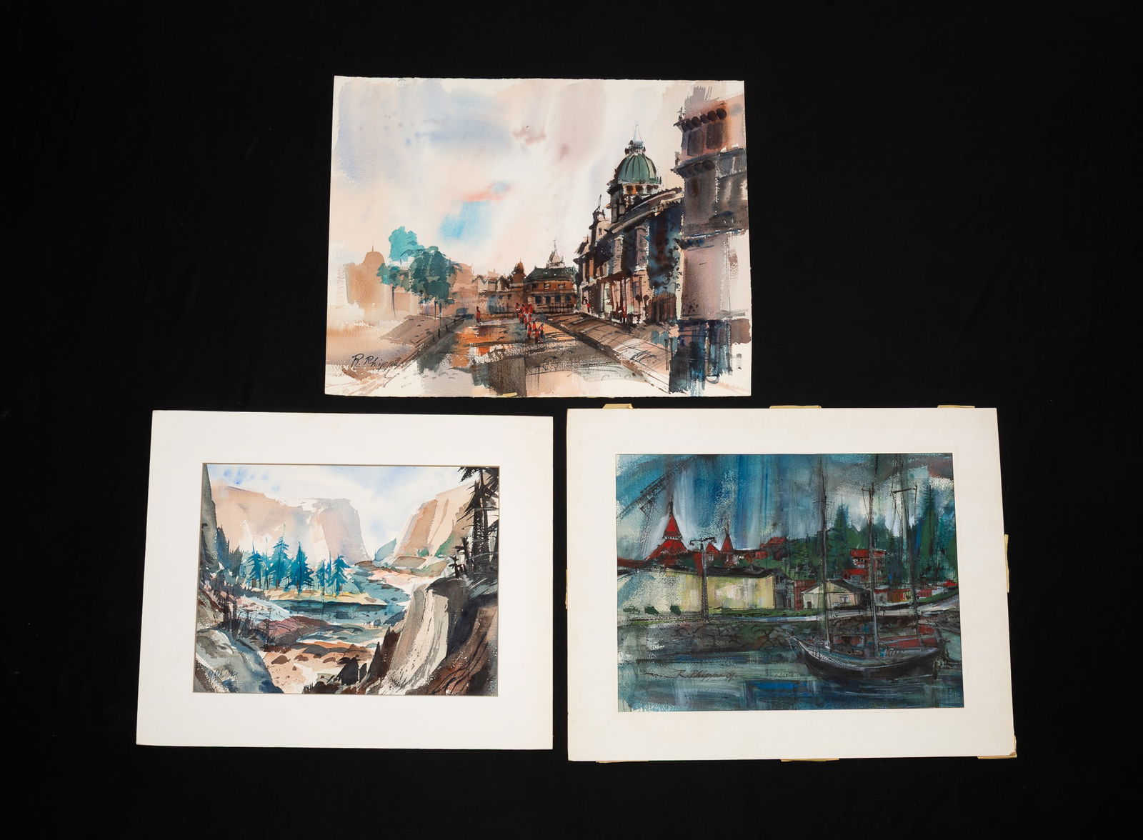THREE RICHARD PHIPPS (COLUMBUS, OHIO, 1928-2005) WATERCOLORS. (1 of 5)