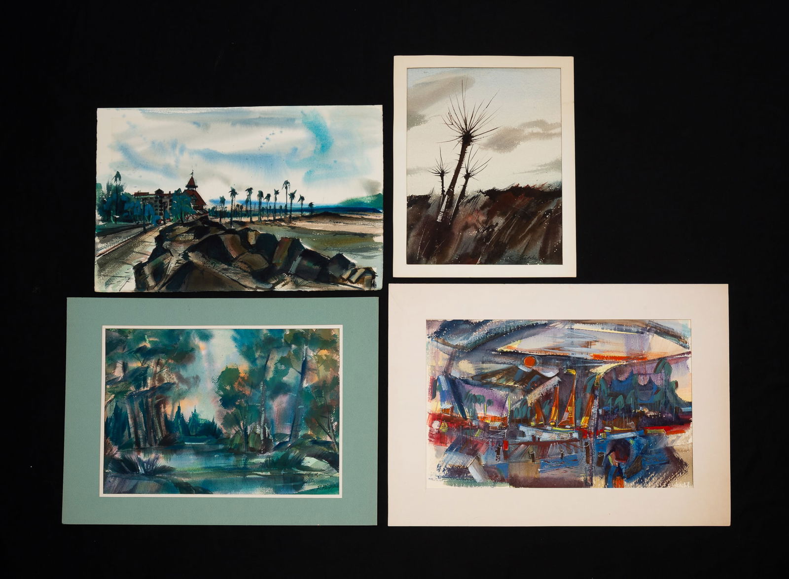 FOUR RICHARD PHIPPS (COLUMBUS, OHIO, 1928-2005) WATERCOLORS. (1 of 6)