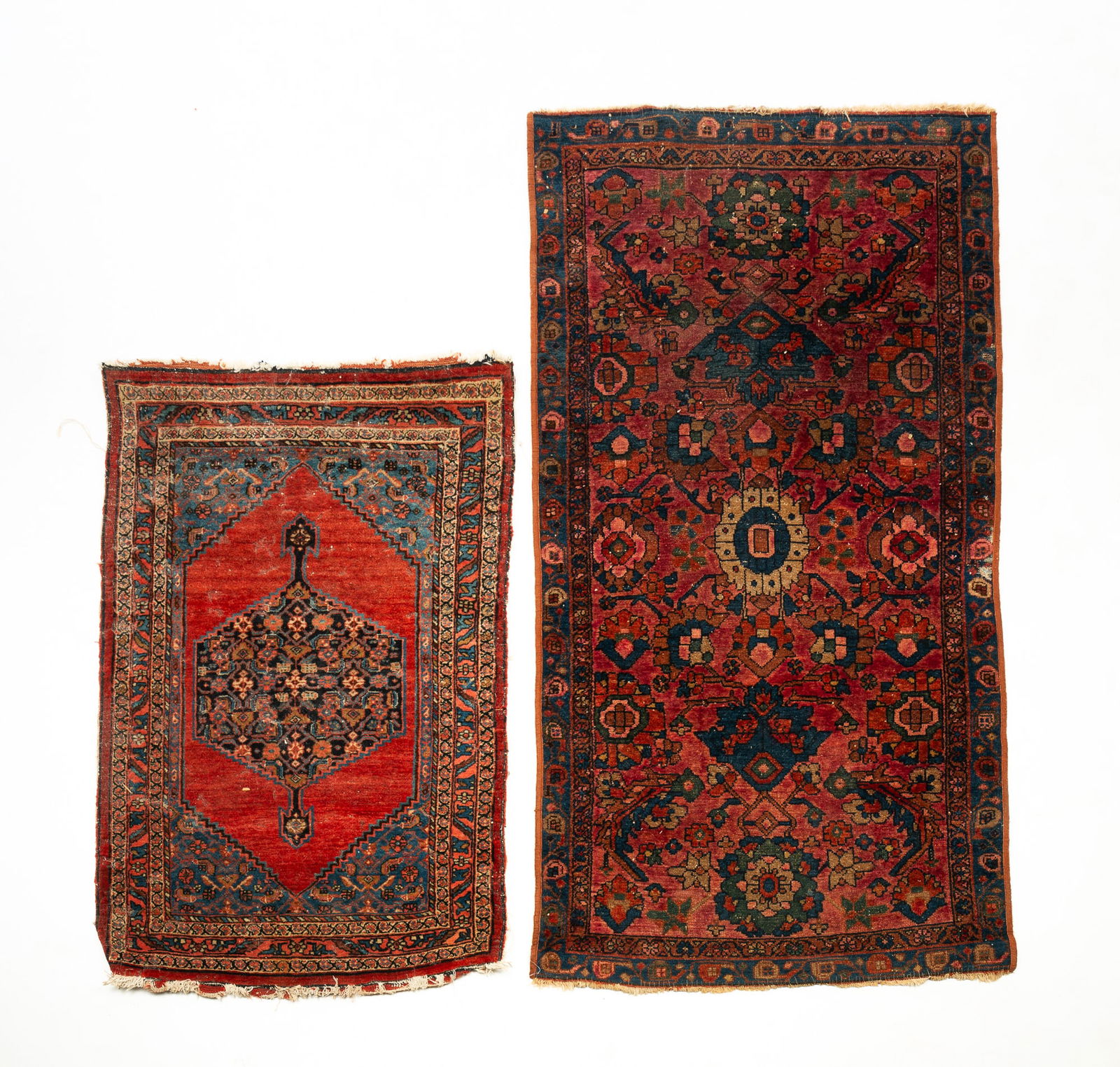 TWO PERSIAN WOOL SCATTER RUGS. (1 of 6)