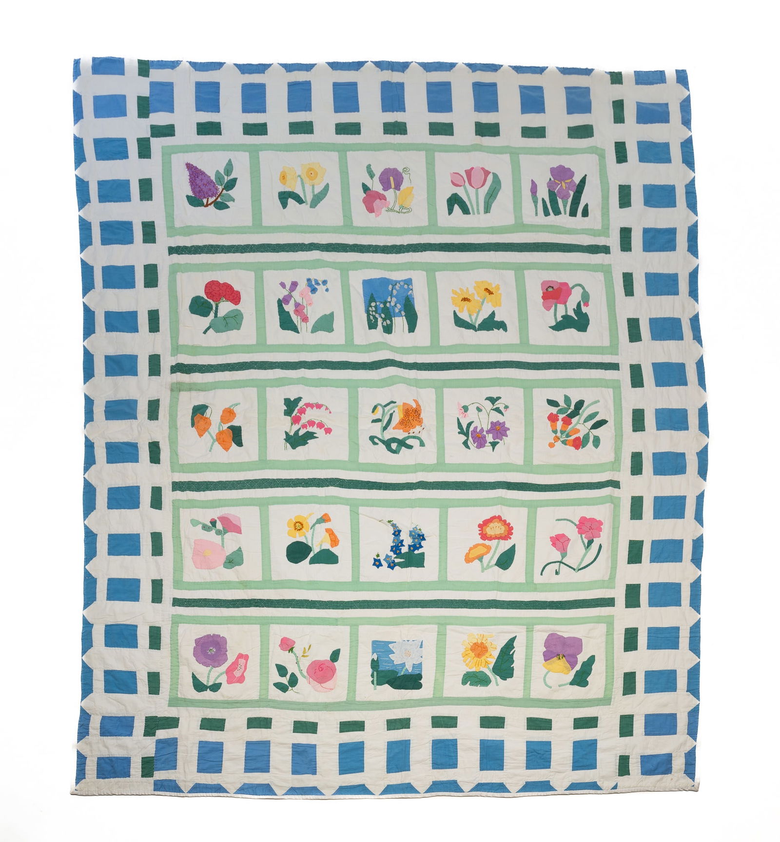 AMERICAN COTTON APPLIQUE FLOWER GARDEN QUILT. (1 of 4)
