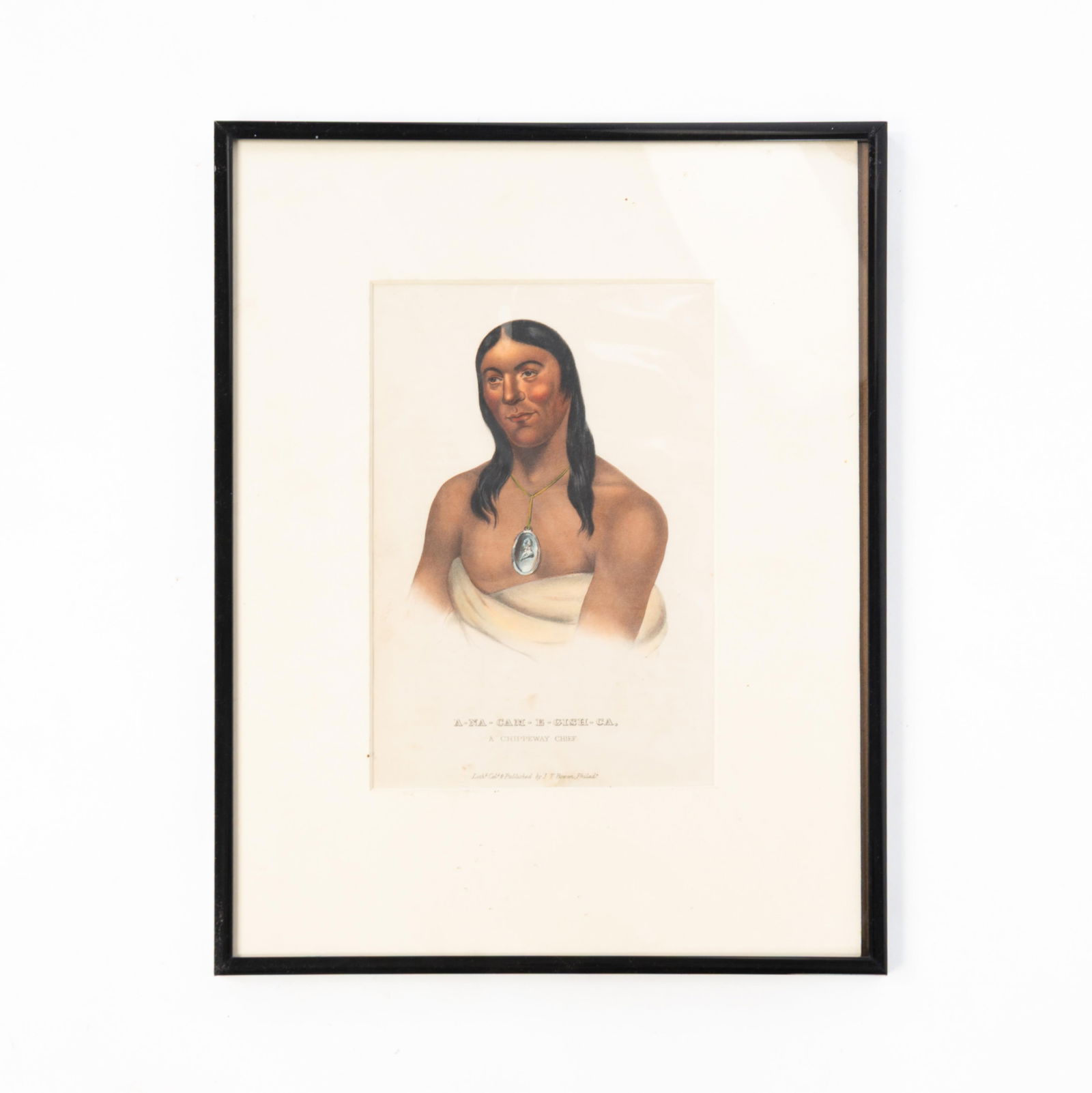 MCKENNEY AND HALL "A CHIPPEWAY CHIEF" HAND-COLORED LITHOGRAPH. (1 of 4)