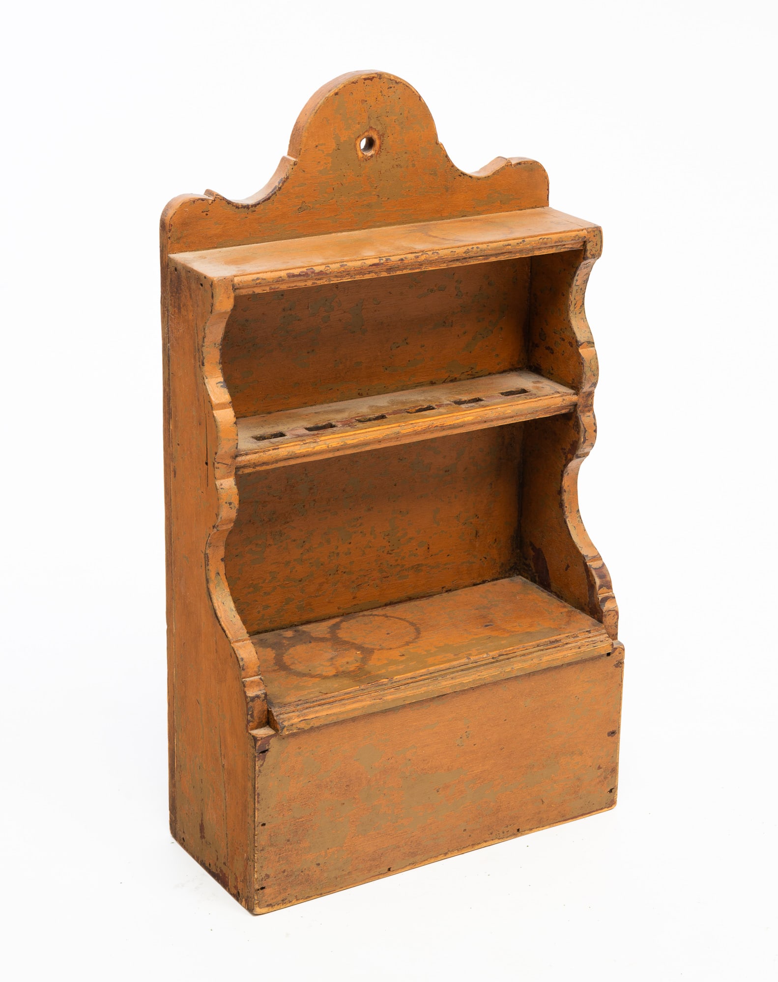 AMERICAN BITTERSWEET-PAINTED PINE HANGING SALT BOX WITH SPOON RACK. (1 of 6)