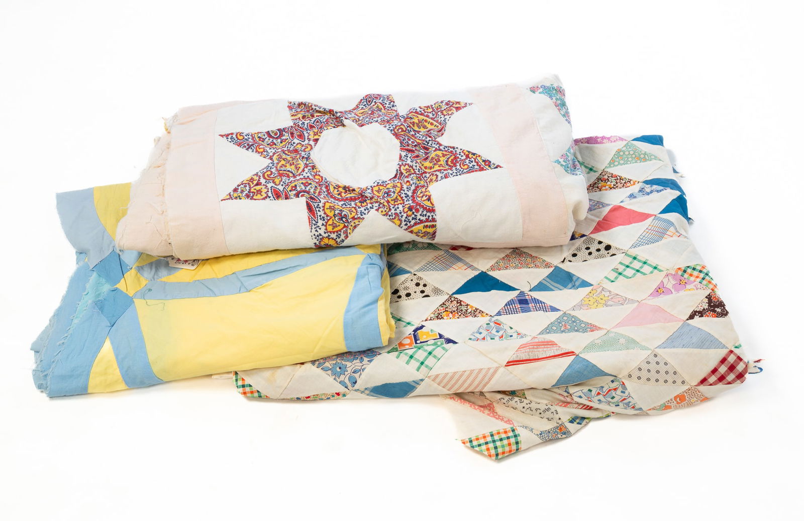 THREE AMERICAN COTTON QUILT TOPS (1 of 8)