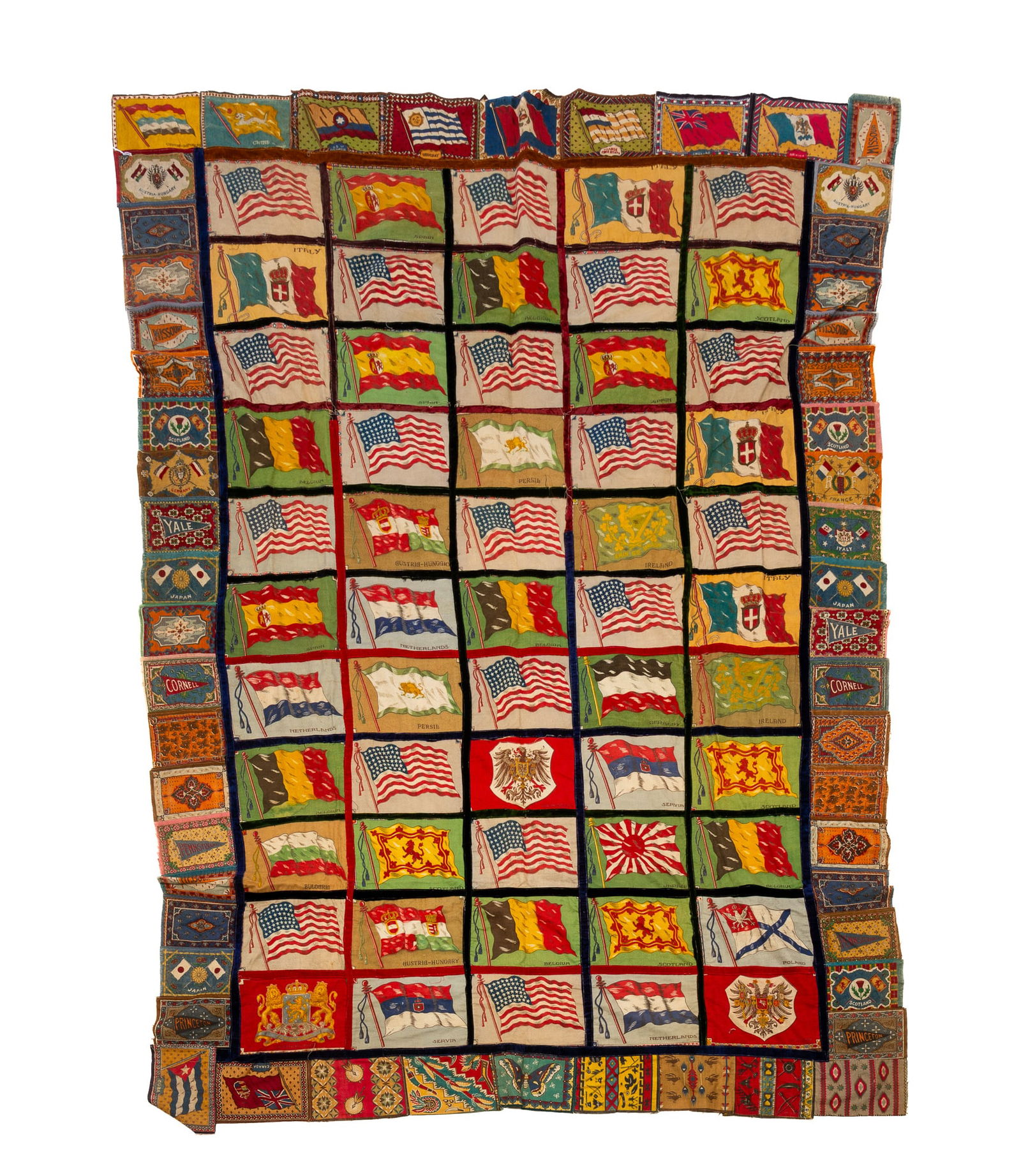 AMERICAN TOBACCO FELTS QUILT TOP. (1 of 4)