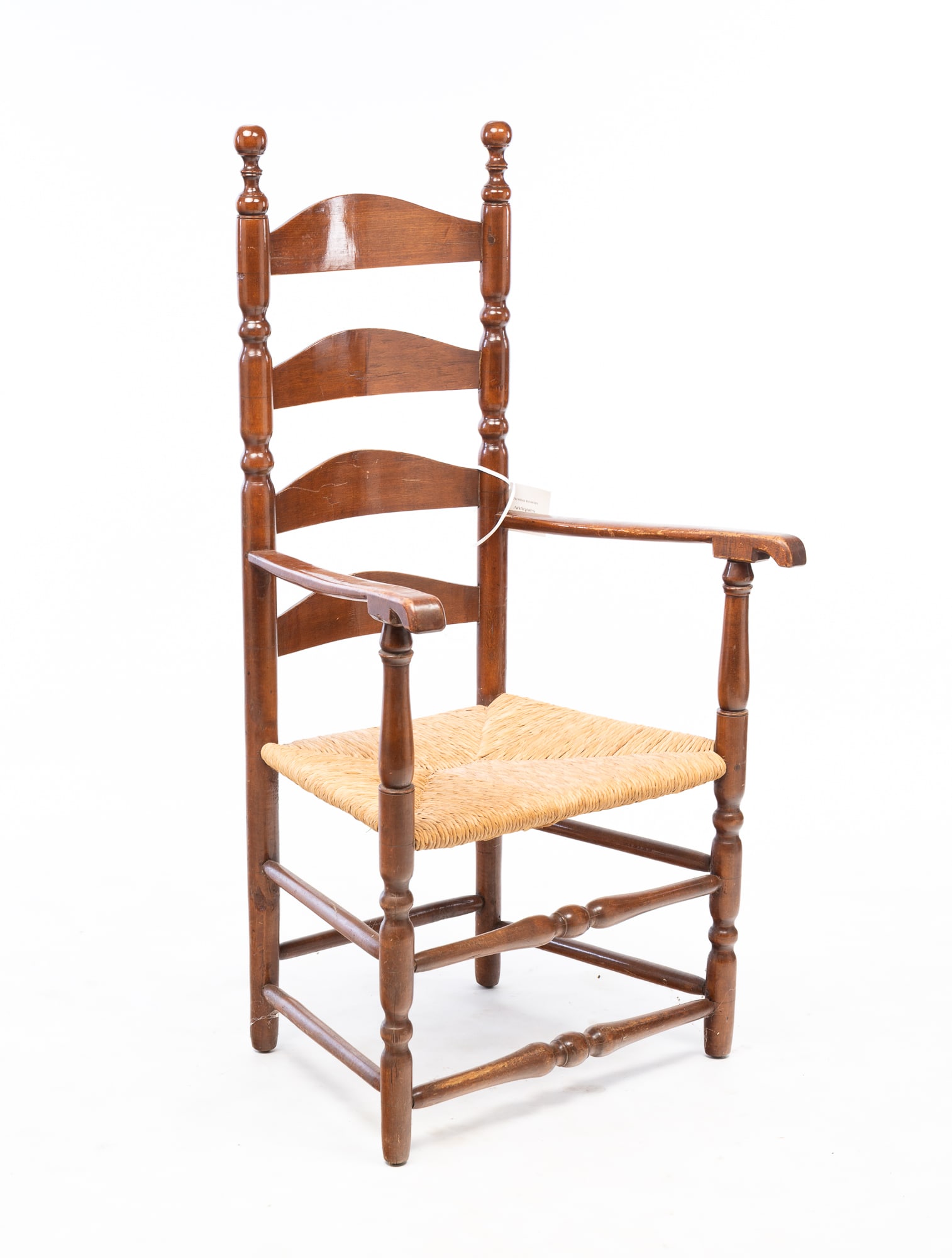 NEW ENGLAND LADDERBACK ARMCHAIR. 47.5"h. 16.5" seat h. (1 of 5)