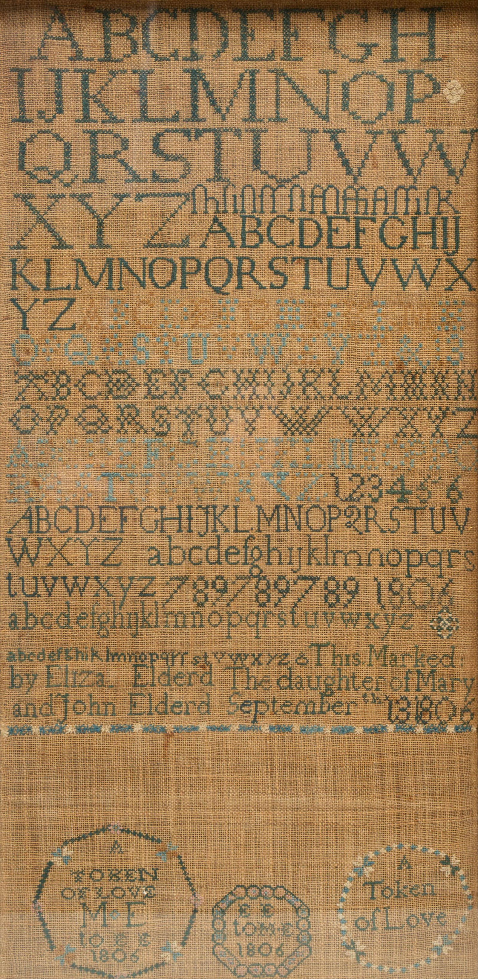 ELIZA ELDERD (AMERICAN) NEEDLEWORK SAMPLER, DATED 1806. - 2